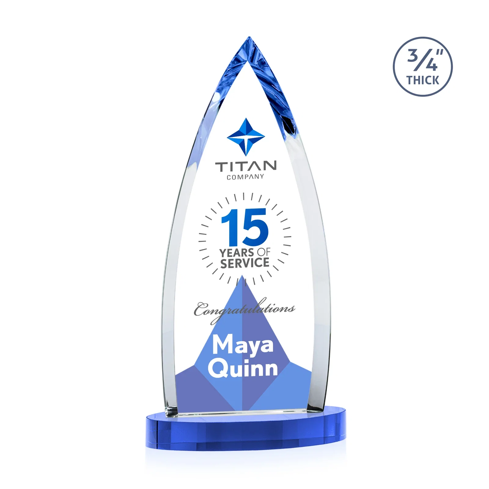 Promotional Starfire Crystal Arrowhead Award on Round Crystal Base, with your logo for safety achievement programs