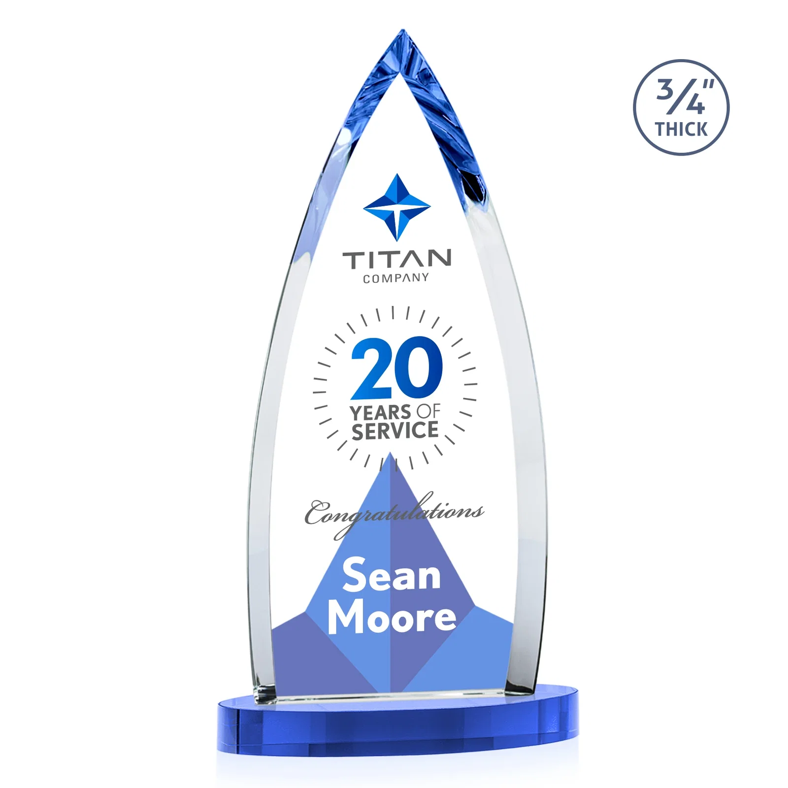Promotional Starfire Crystal Arrowhead Award on Round Crystal Base, with your logo for volunteer appreciation