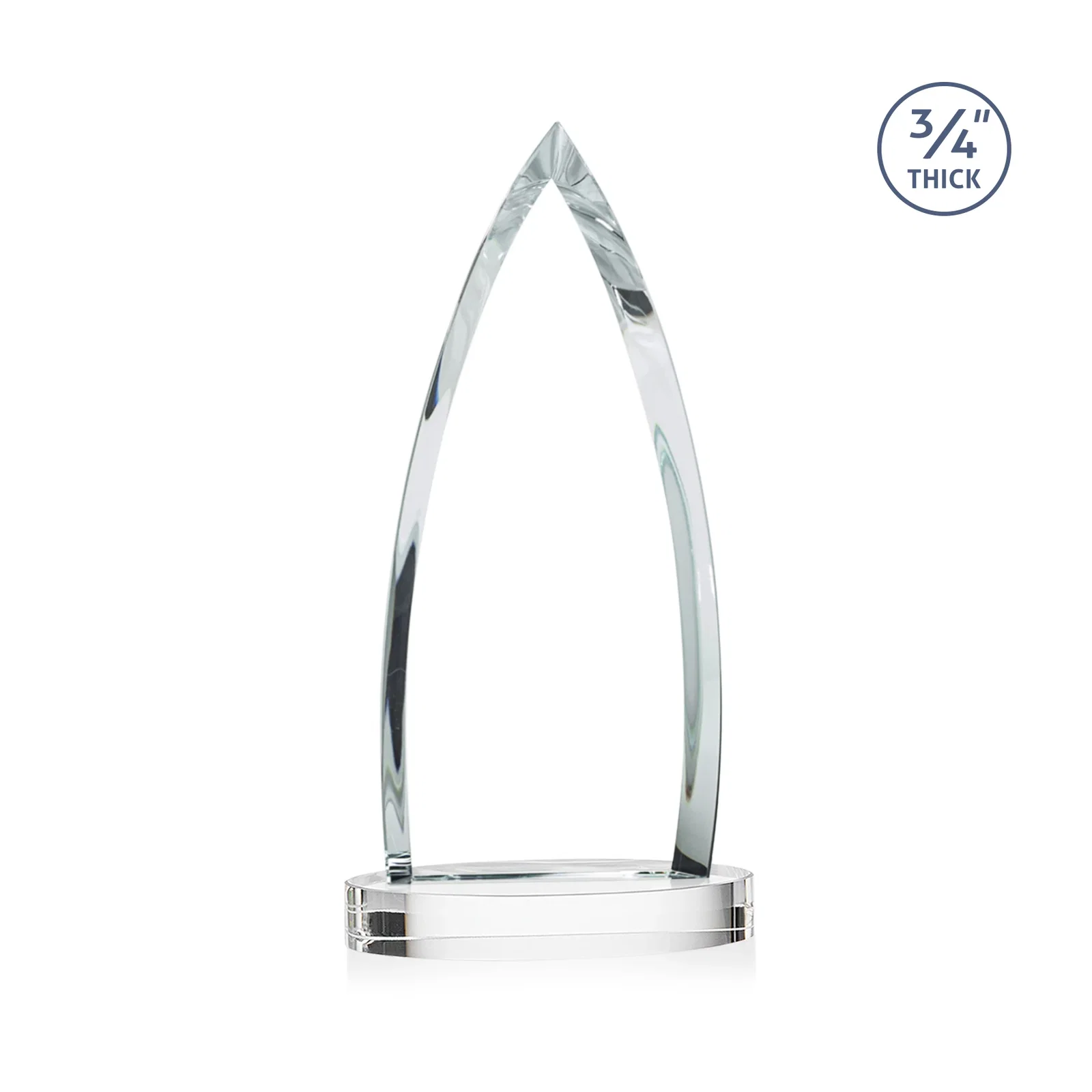 Branded Starfire Crystal Arrowhead Award on Round Crystal Base, with your logo for safety achievement programs