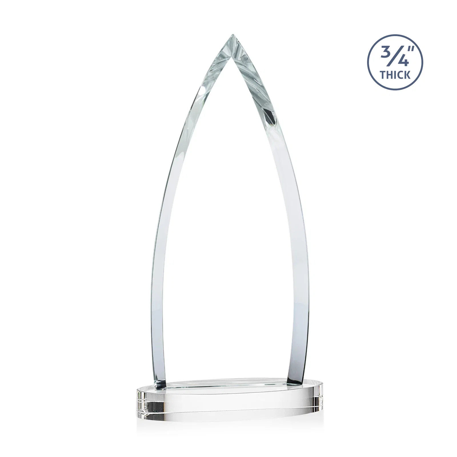 Branded Starfire Crystal Arrowhead Award on Round Crystal Base, with your logo for volunteer appreciation