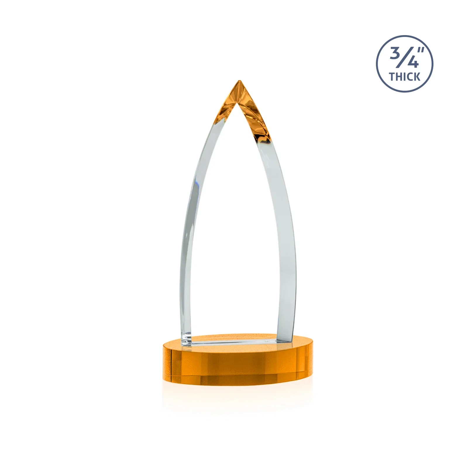 Branded Starfire Crystal Arrowhead Award on Round Crystal Base, with your logo for company anniversary events