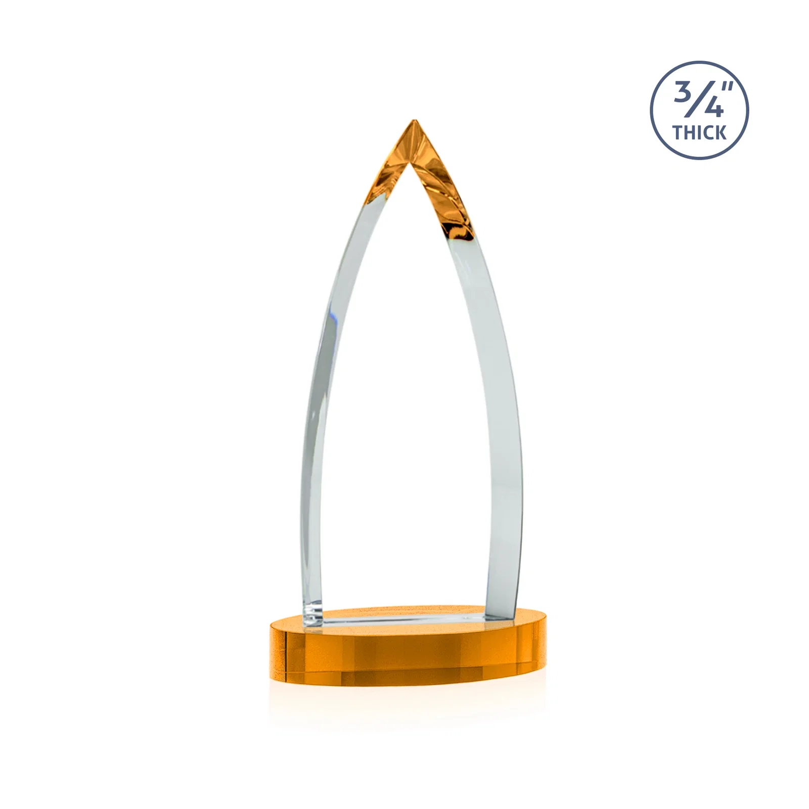 Custom printed Starfire Crystal Arrowhead Award on Round Crystal Base, with your logo for employee recognition