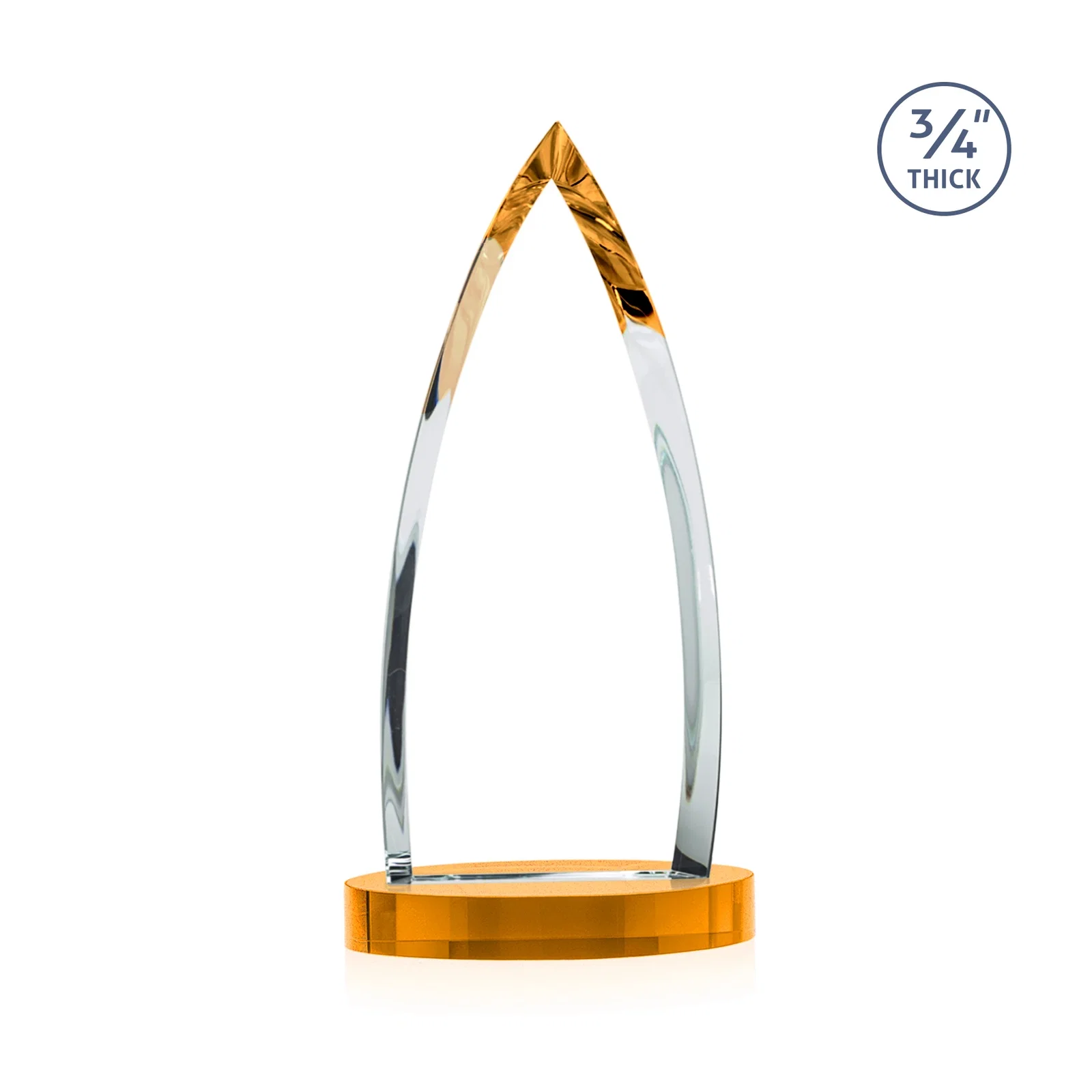 Custom printed Starfire Crystal Arrowhead Award on Round Crystal Base, with your logo for corporate award ceremonies