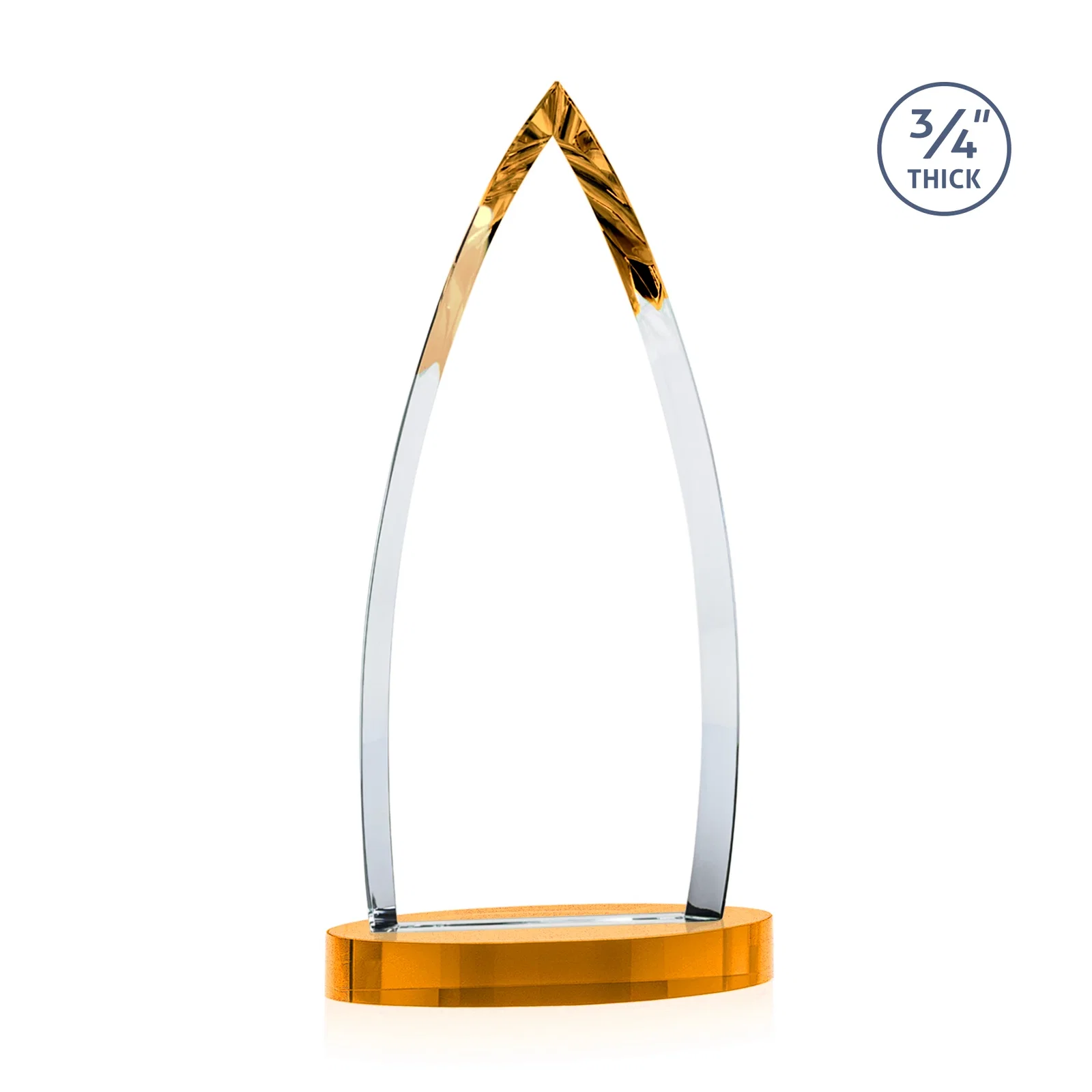 Custom printed Starfire Crystal Arrowhead Award on Round Crystal Base, with your logo for service anniversary gifts