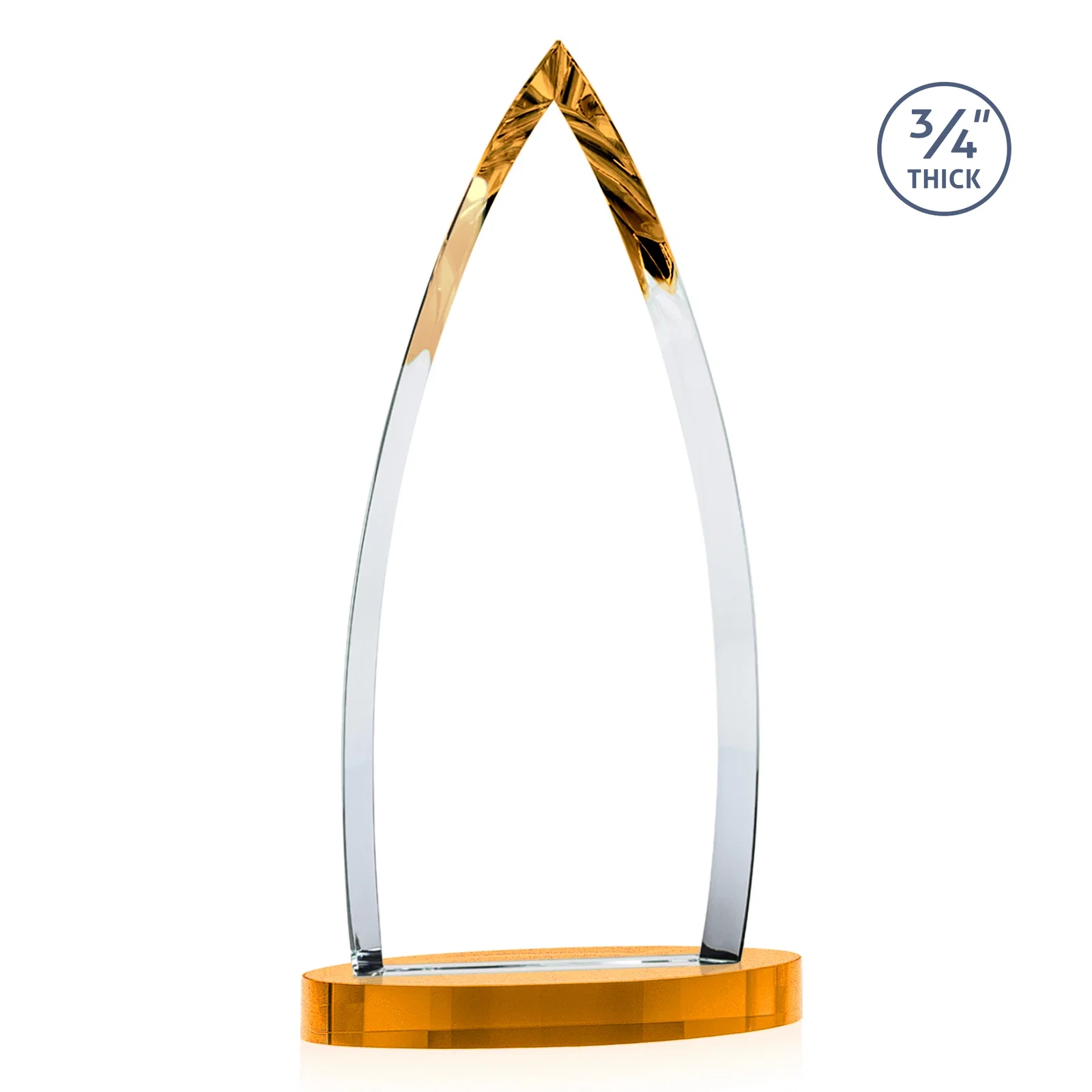 Custom printed Starfire Crystal Arrowhead Award on Round Crystal Base, with your logo for sales achievement awards