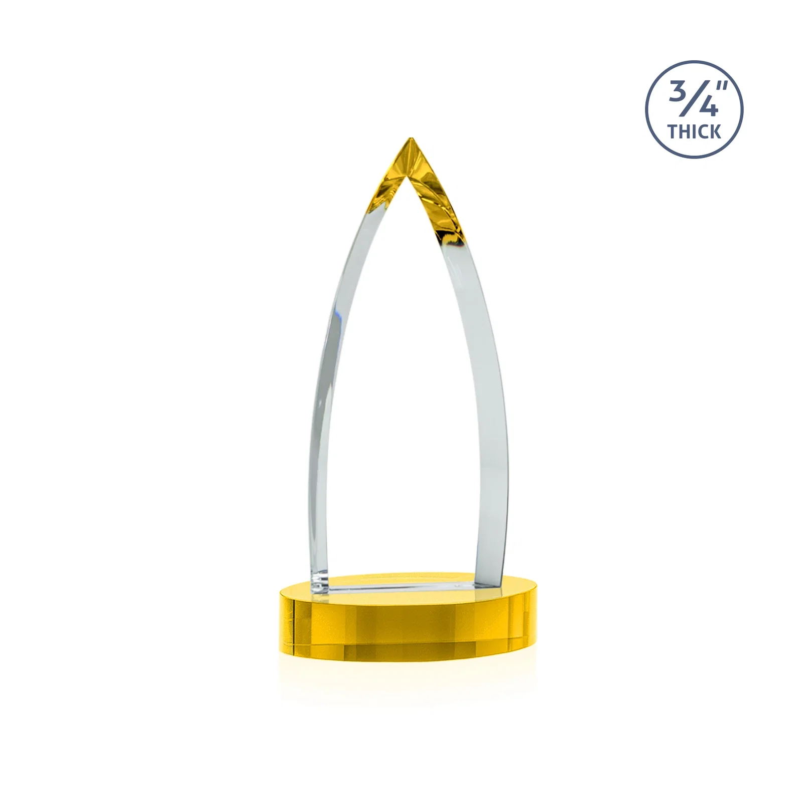 Custom printed Starfire Crystal Arrowhead Award on Round Crystal Base, with your logo for retirement presentations