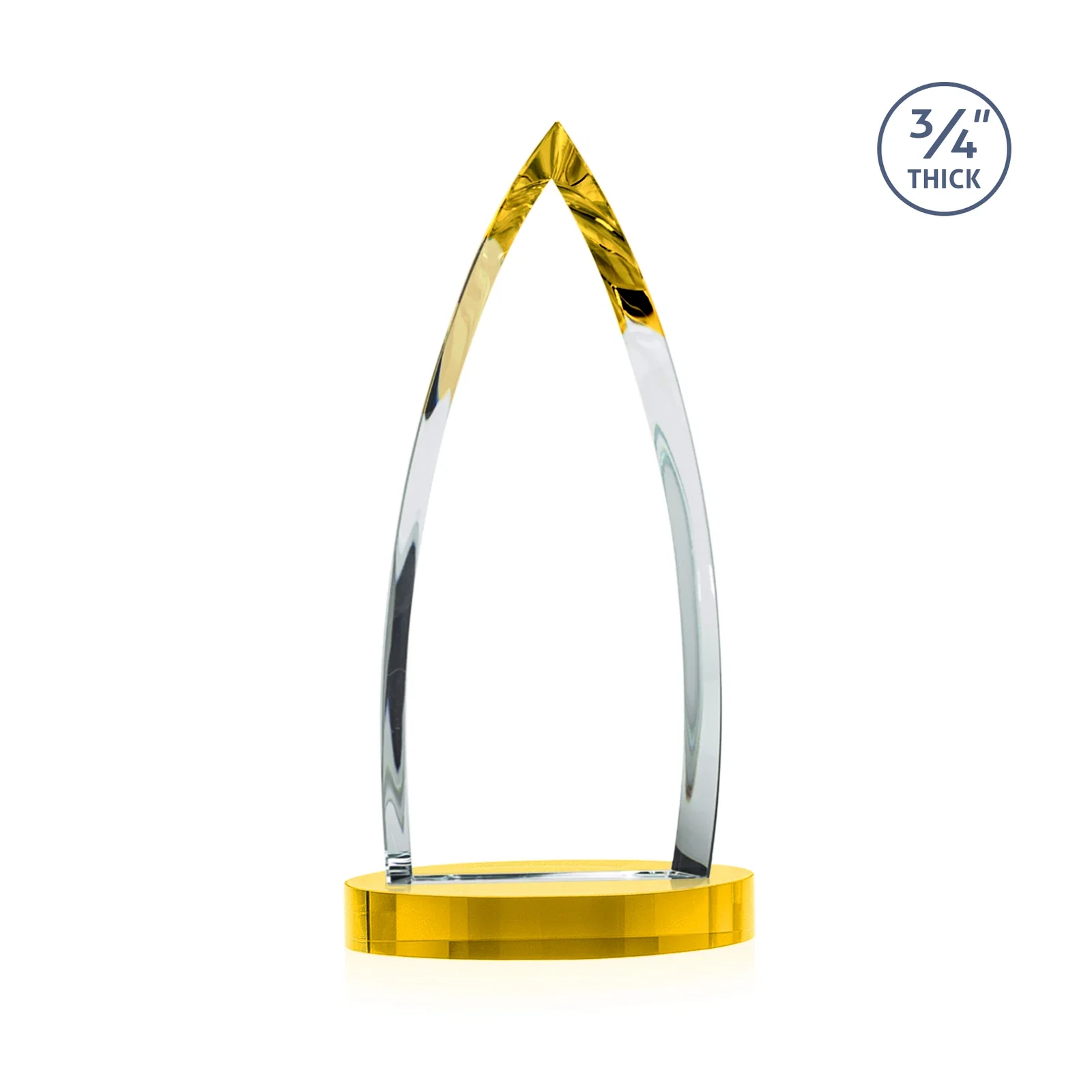 Custom printed Starfire Crystal Arrowhead Award on Round Crystal Base, with your logo for donor appreciation