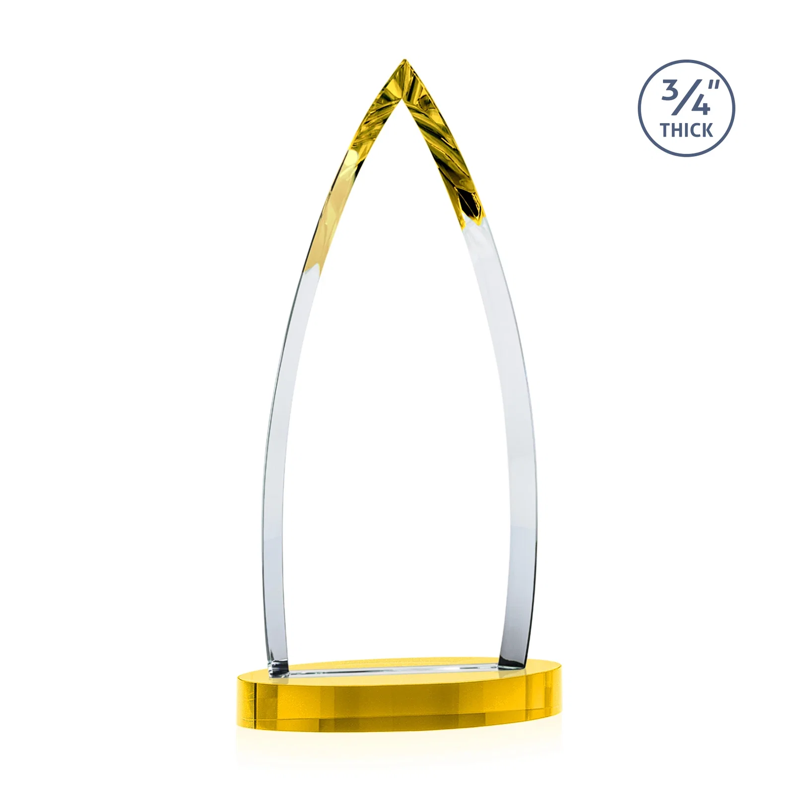 Custom printed Starfire Crystal Arrowhead Award on Round Crystal Base, with your logo for graduation ceremonies