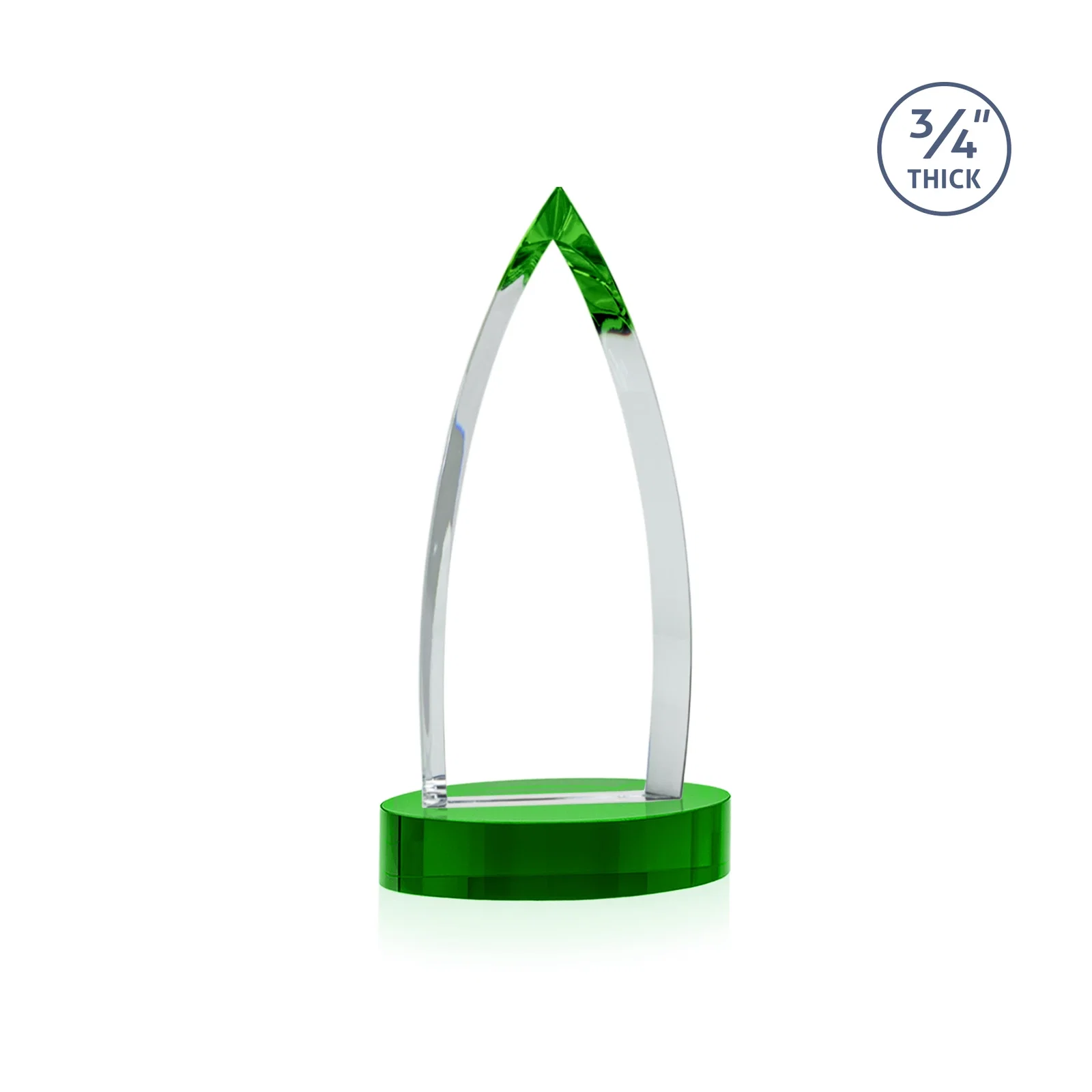 Custom printed Starfire Crystal Arrowhead Award on Round Crystal Base, with your logo for volunteer appreciation