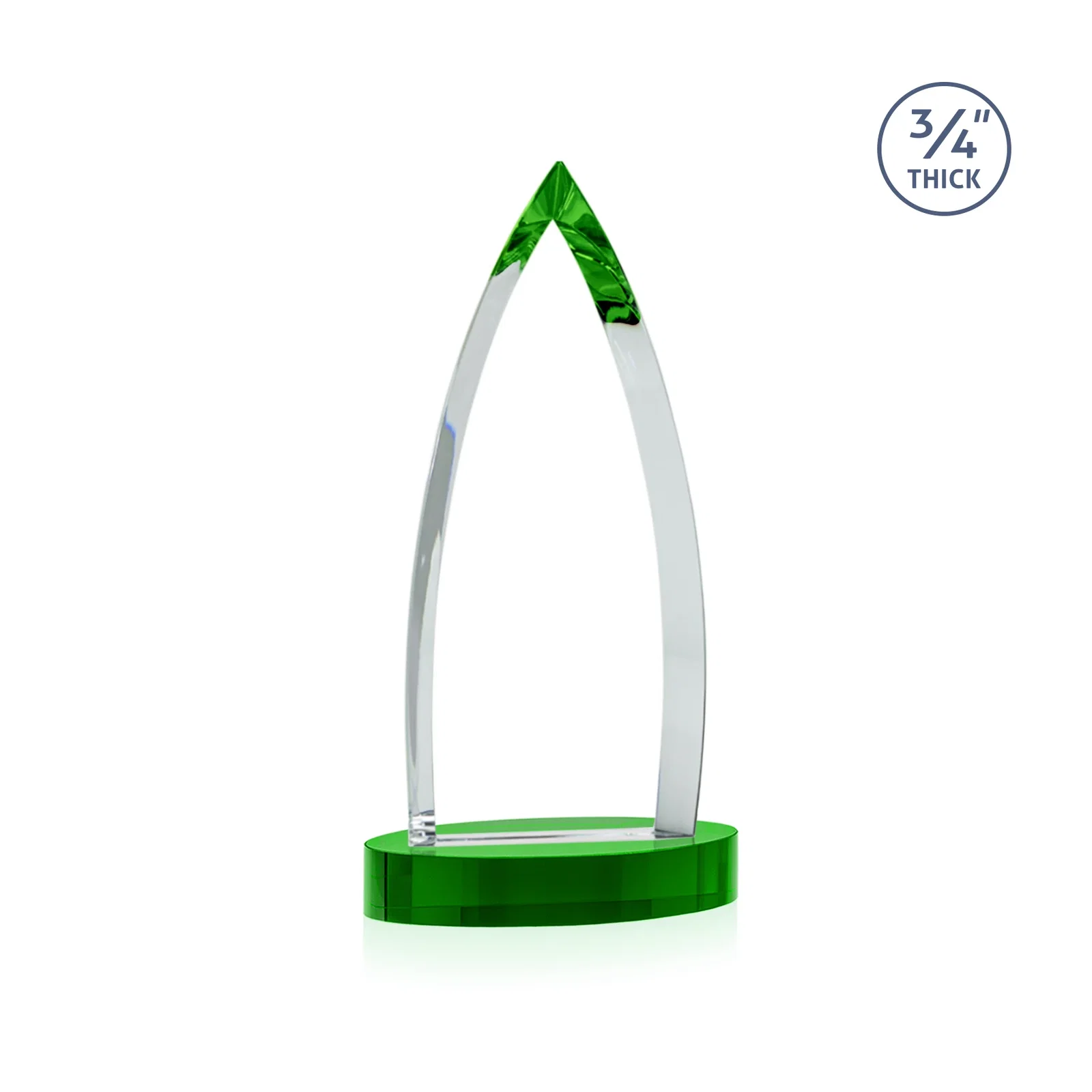 Custom printed Starfire Crystal Arrowhead Award on Round Crystal Base, with your logo for dealer and partner awards