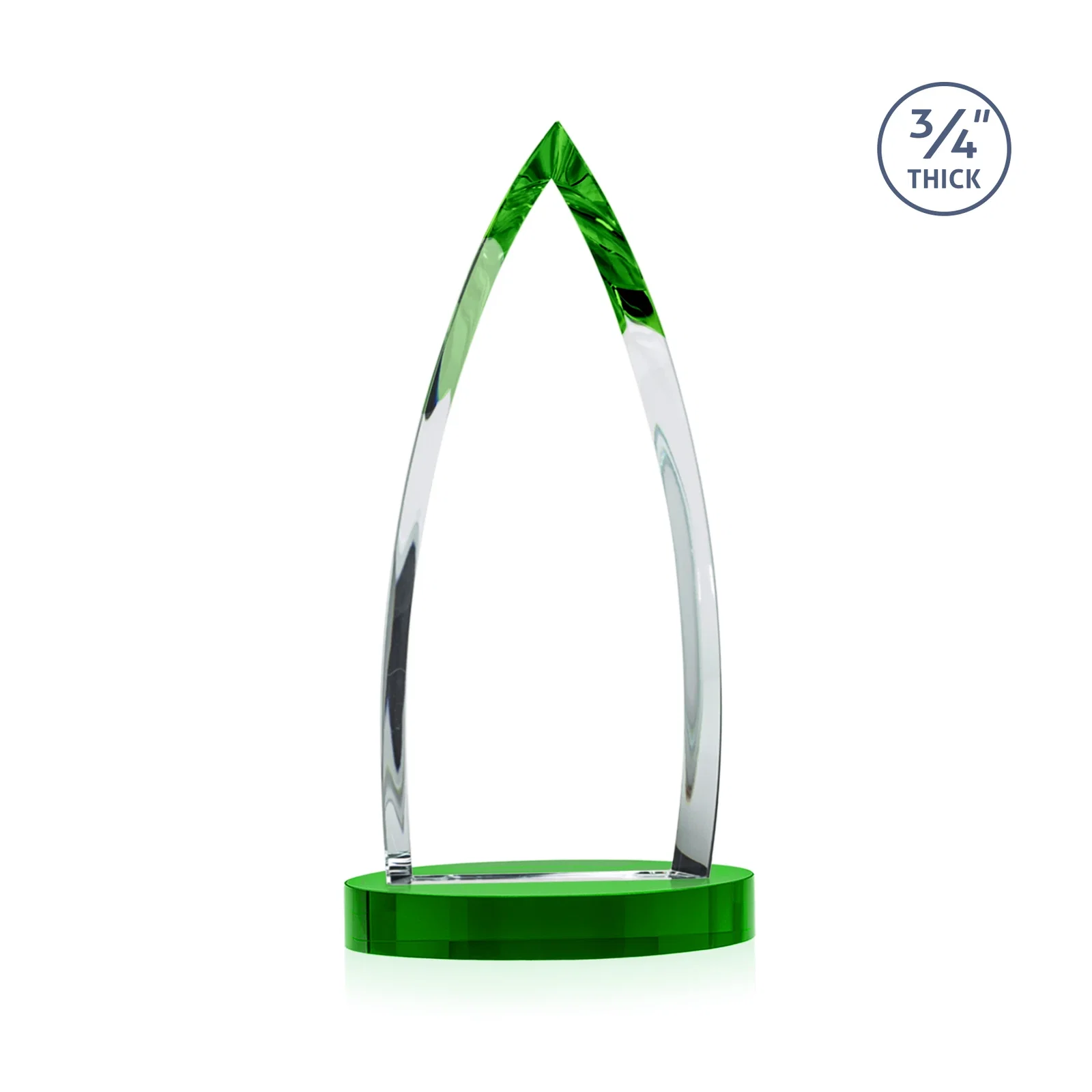 Custom printed Starfire Crystal Arrowhead Award on Round Crystal Base, with your logo for company anniversary events