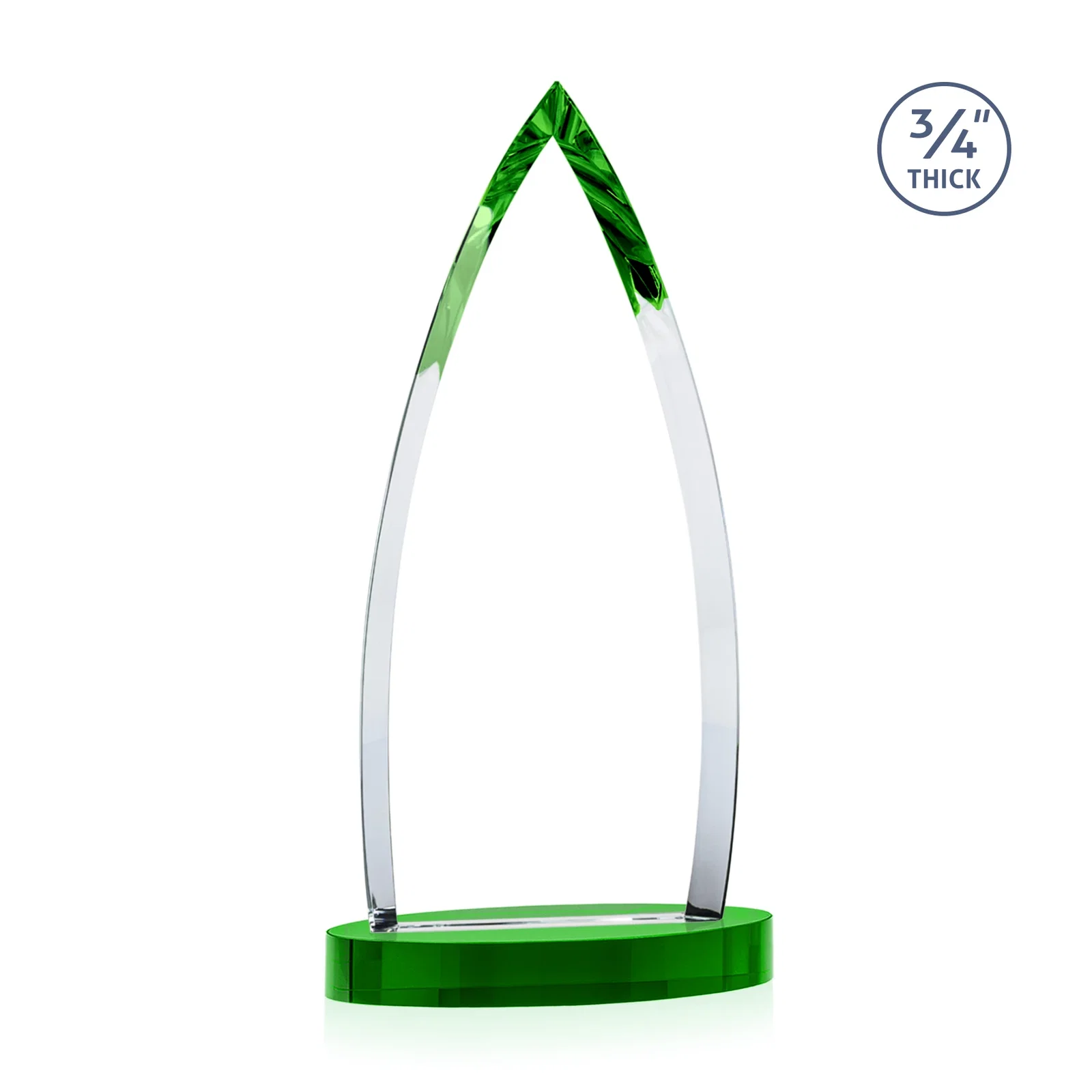 Customized Starfire Crystal Arrowhead Award on Round Crystal Base, with your logo for employee recognition
