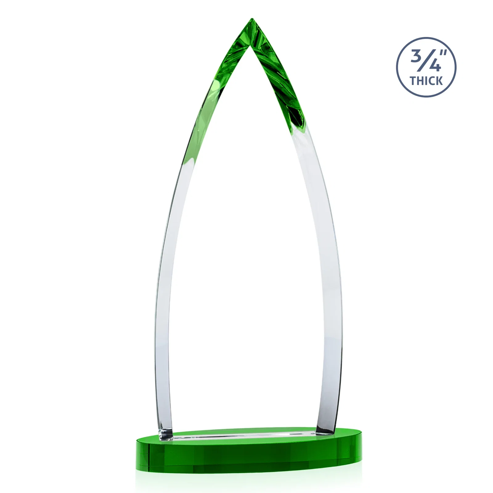 Customized Starfire Crystal Arrowhead Award on Round Crystal Base, with your logo for corporate award ceremonies