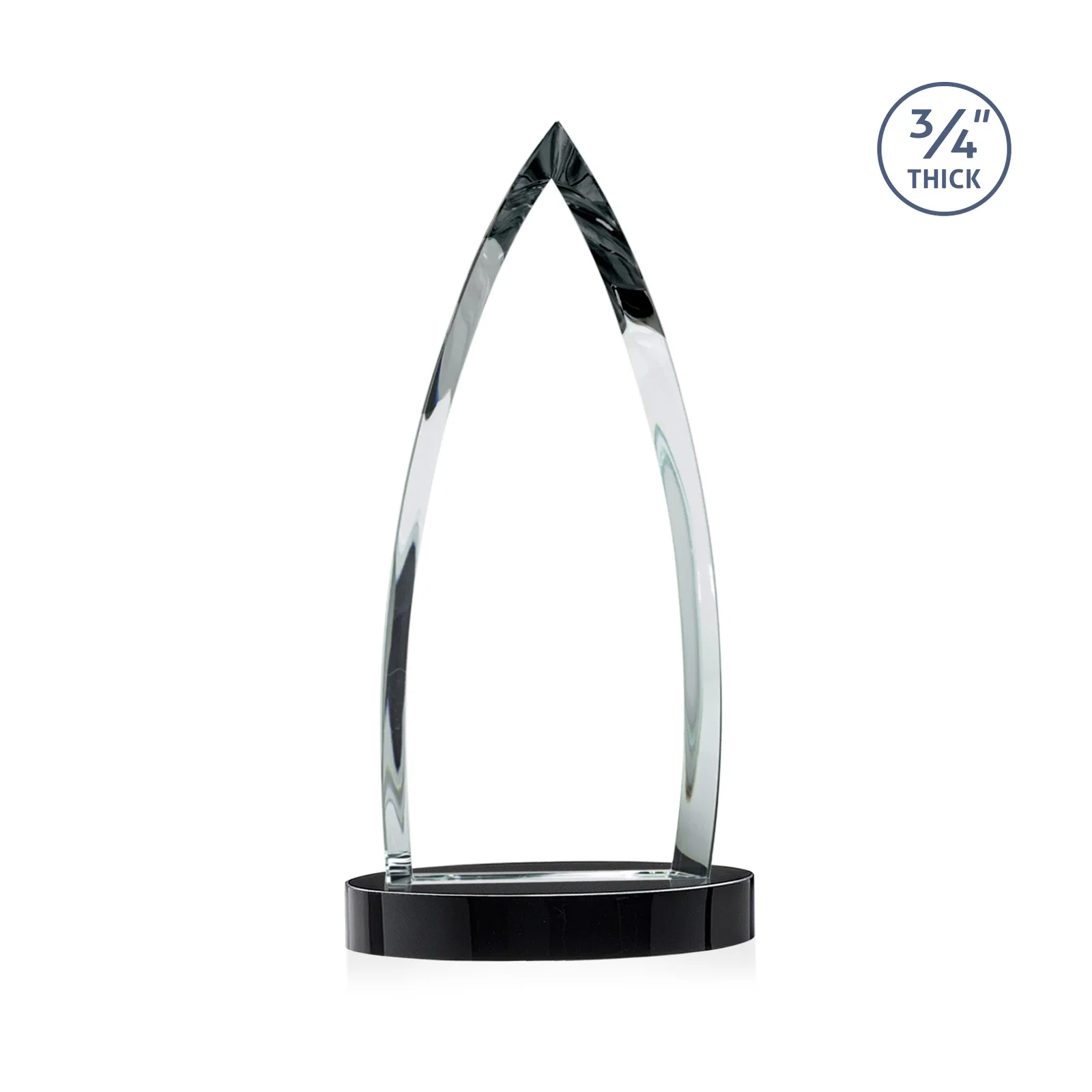 Customized Starfire Crystal Arrowhead Award on Round Crystal Base, with your logo for retirement presentations