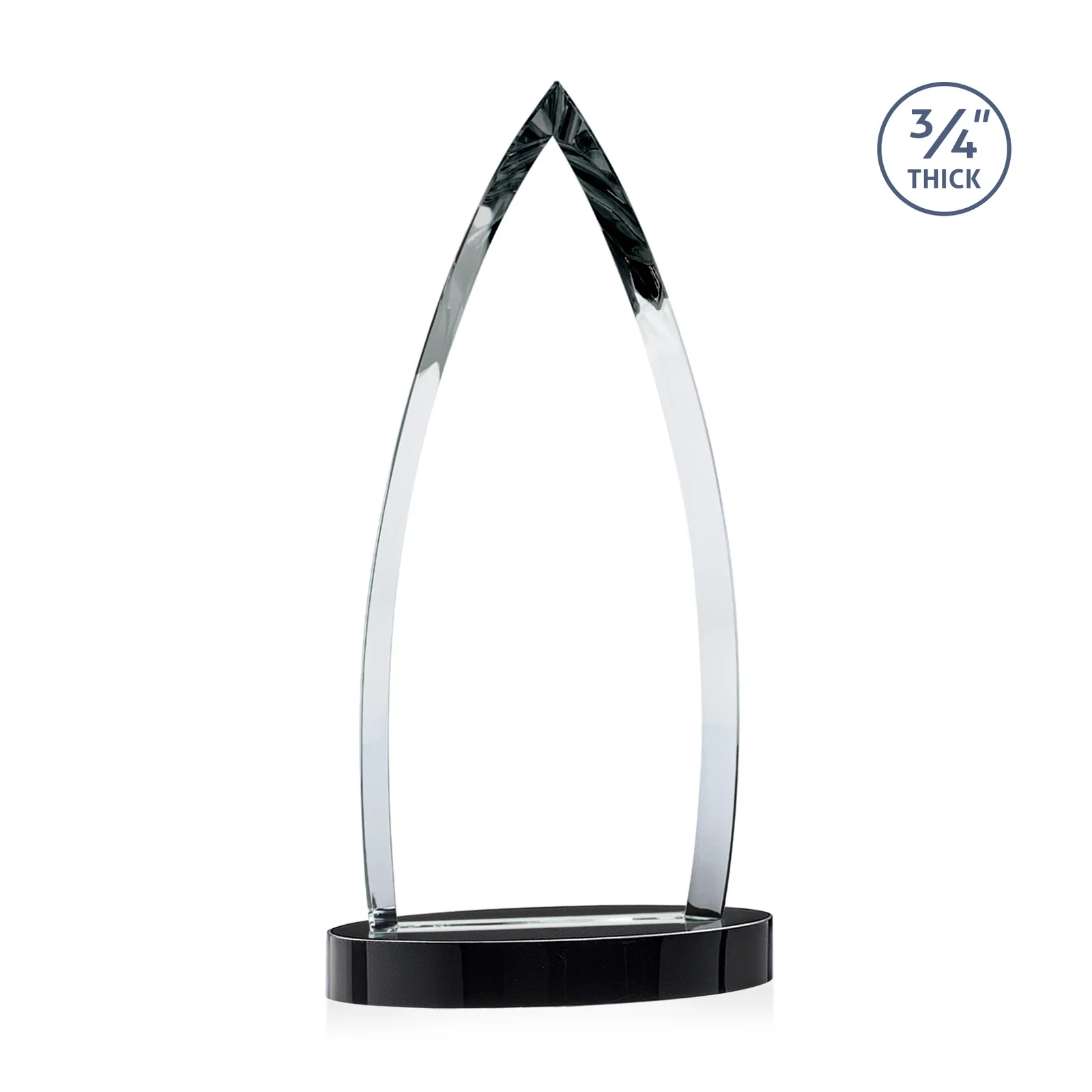 Customized Starfire Crystal Arrowhead Award on Round Crystal Base, with your logo for team milestone celebrations