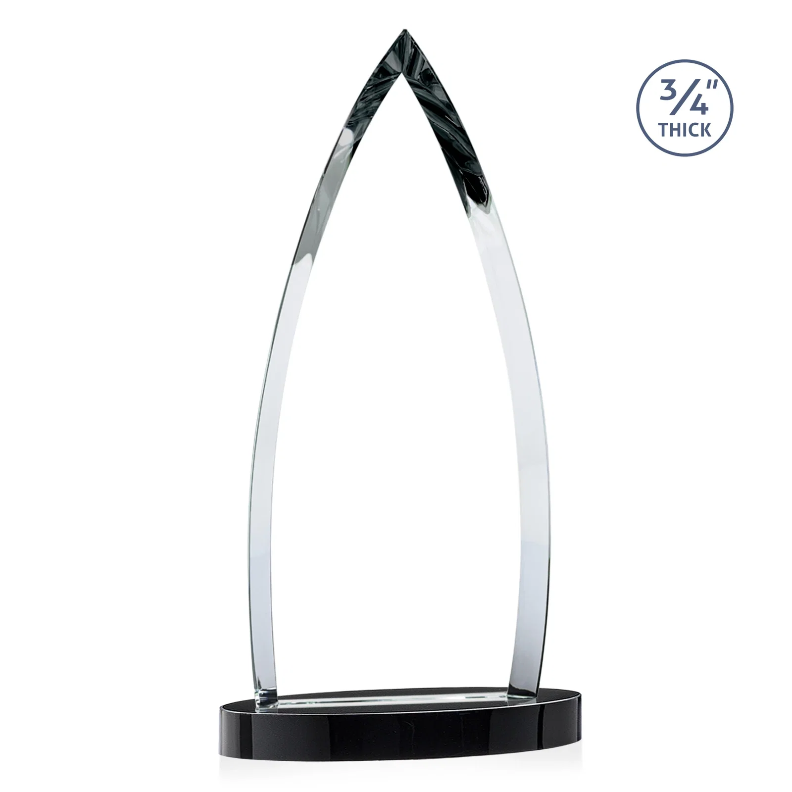 Customized Starfire Crystal Arrowhead Award on Round Crystal Base, with your logo for donor appreciation