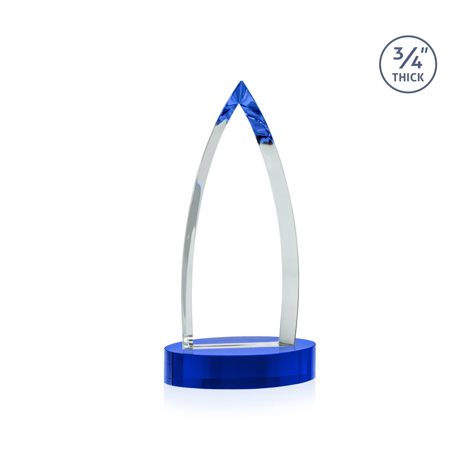 Customized Starfire Crystal Arrowhead Award on Round Crystal Base, with your logo for graduation ceremonies