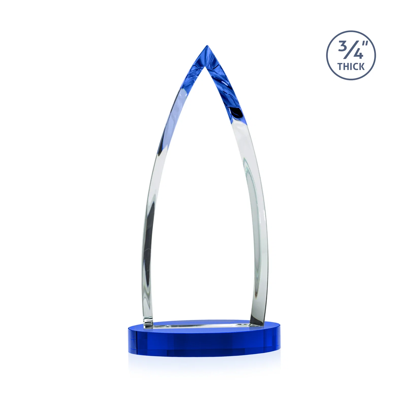 Customized Starfire Crystal Arrowhead Award on Round Crystal Base, with your logo for volunteer appreciation
