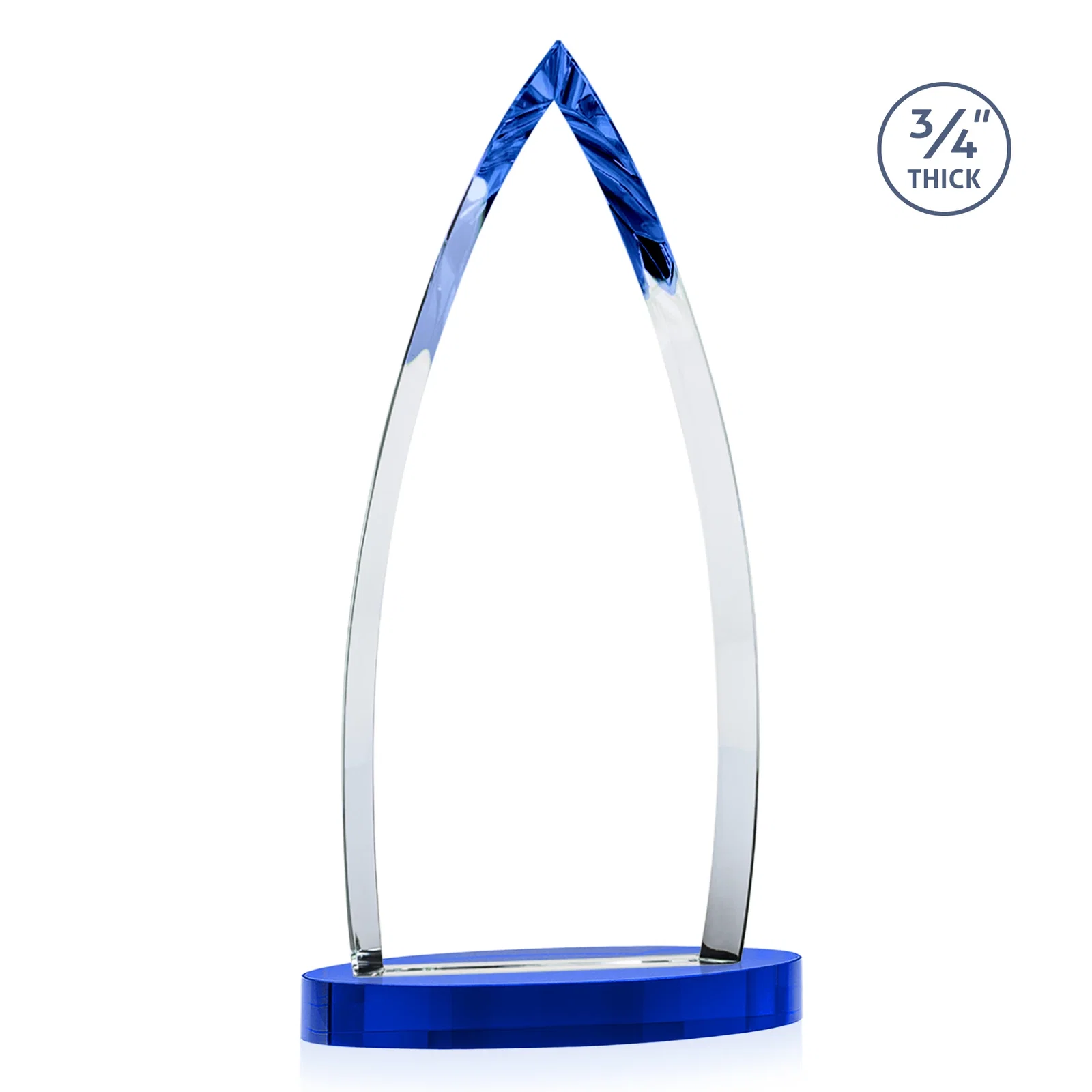 Customized Starfire Crystal Arrowhead Award on Round Crystal Base, with your logo for company anniversary events