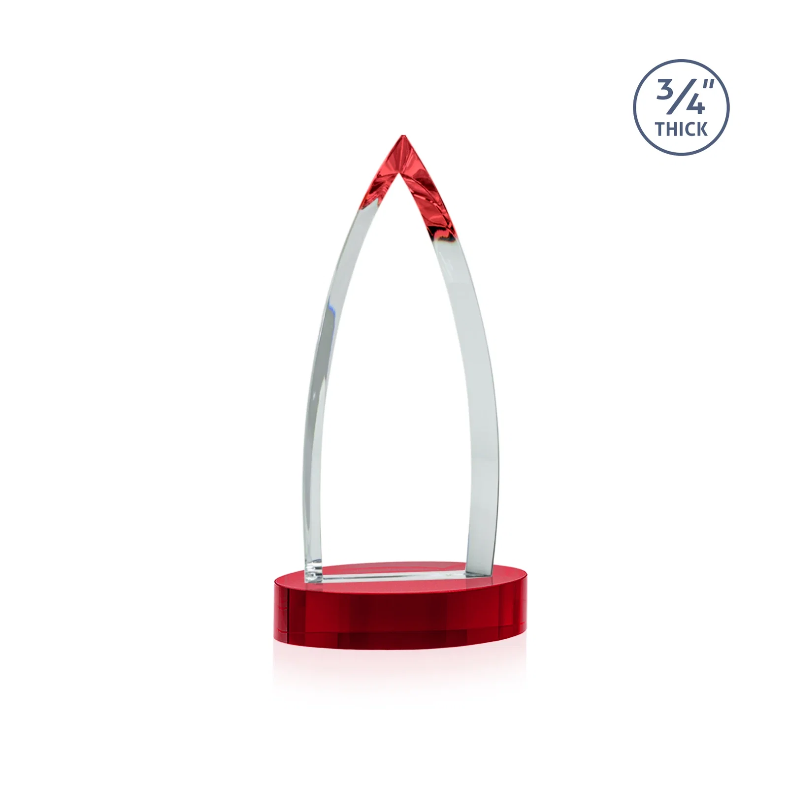 Custom engraved Starfire Crystal Arrowhead Award on Round Crystal Base, with your logo for employee recognition