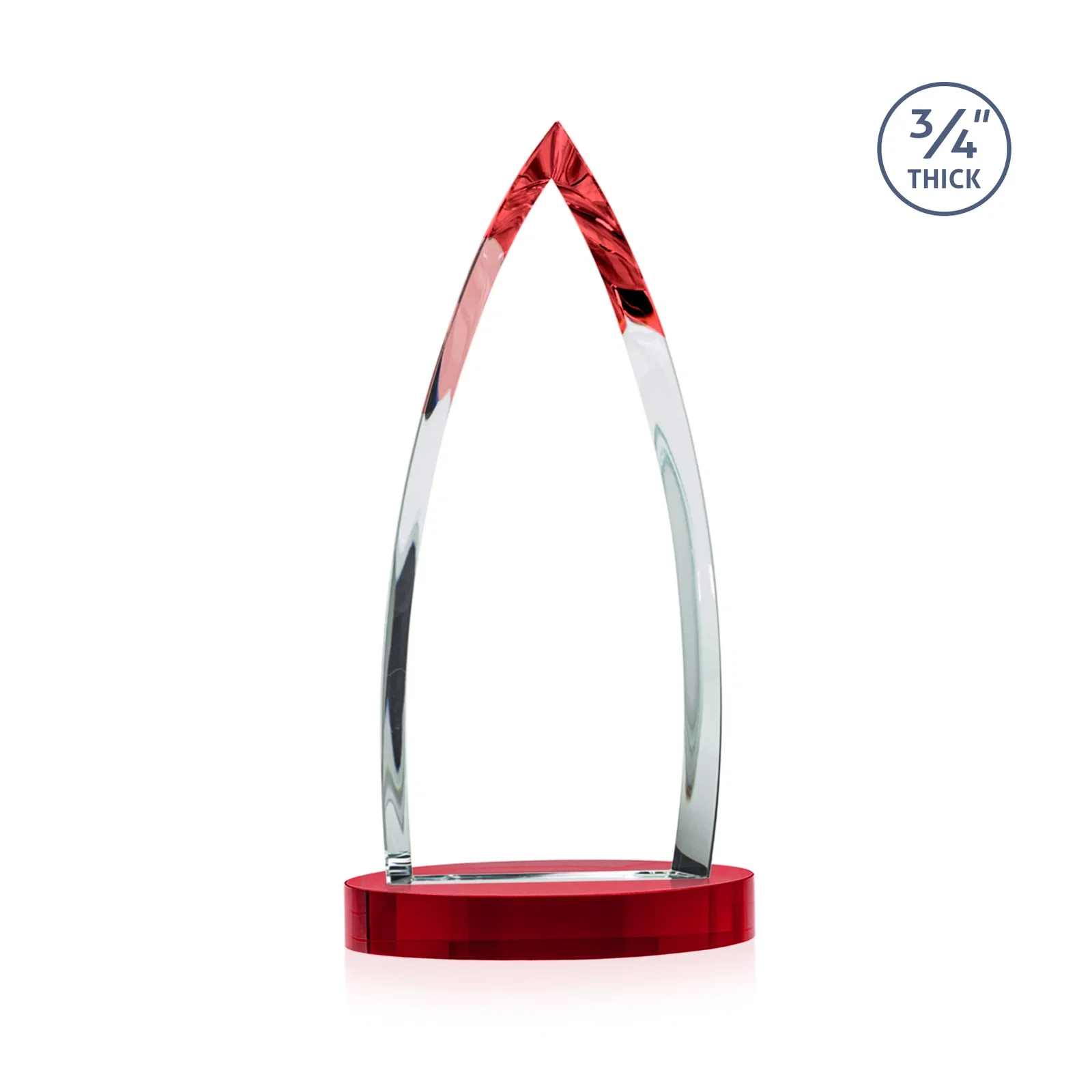 Custom engraved Starfire Crystal Arrowhead Award on Round Crystal Base, with your logo for service anniversary gifts