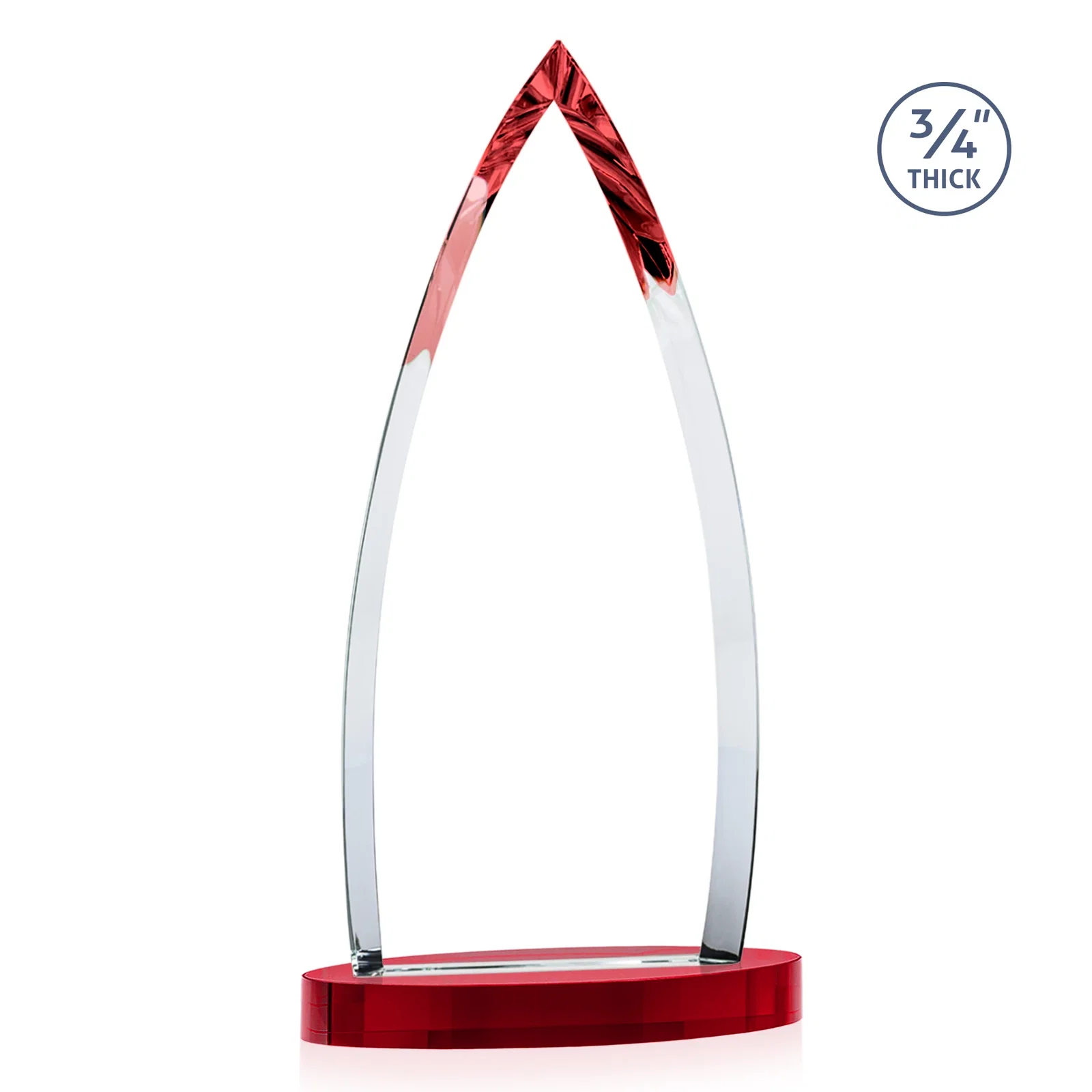 Custom engraved Starfire Crystal Arrowhead Award on Round Crystal Base, with your logo for retirement presentations
