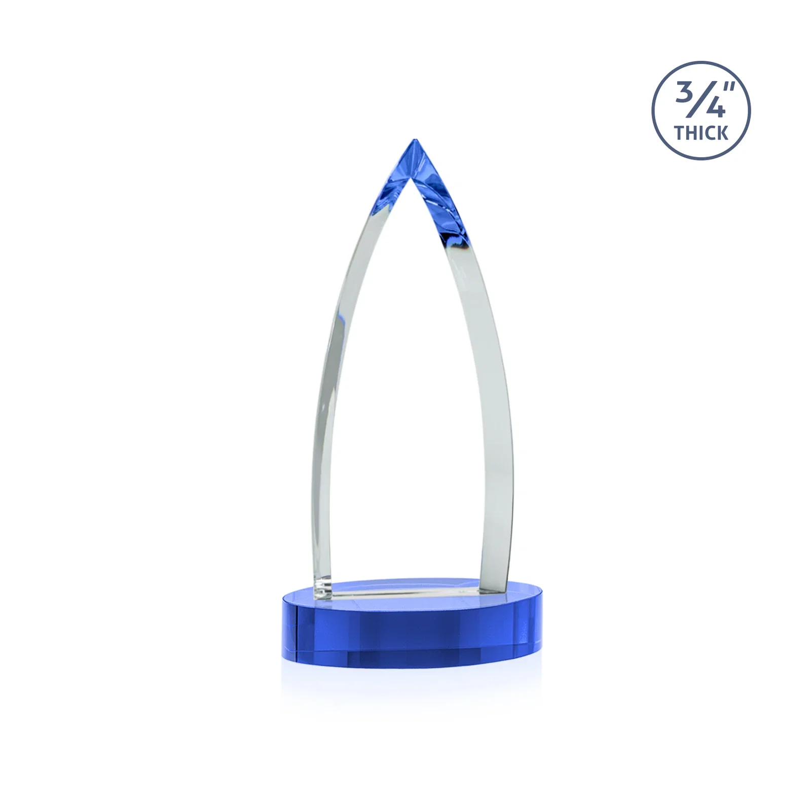 Custom engraved Starfire Crystal Arrowhead Award on Round Crystal Base, with your logo for team milestone celebrations