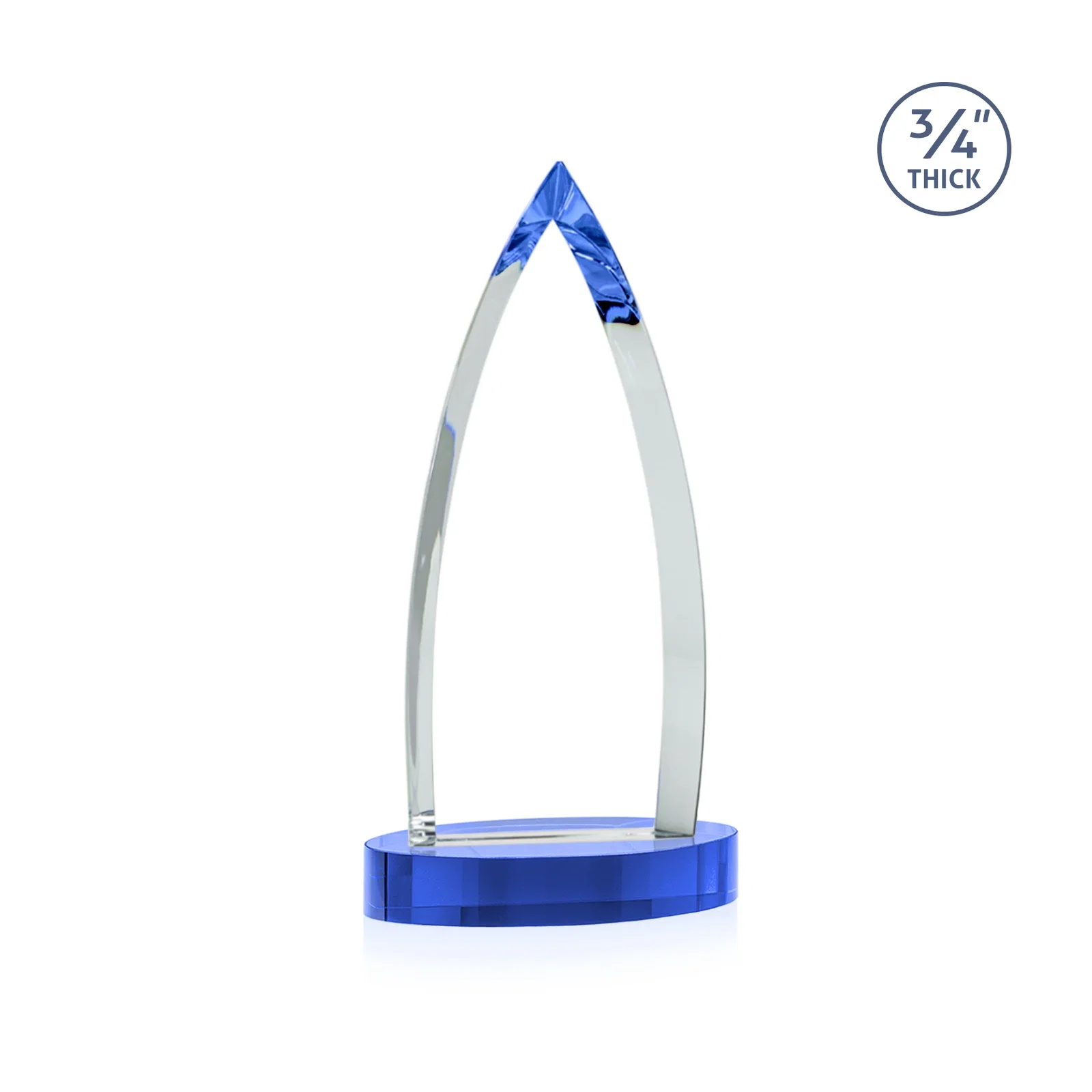 Custom engraved Starfire Crystal Arrowhead Award on Round Crystal Base, with your logo for donor appreciation