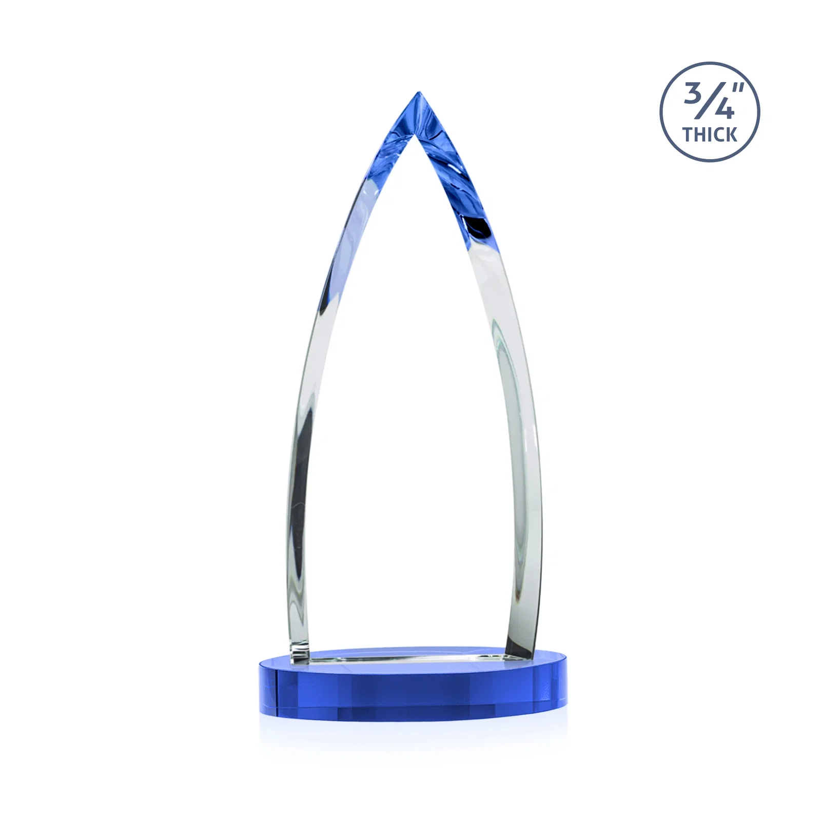 Custom engraved Starfire Crystal Arrowhead Award on Round Crystal Base, with your logo for graduation ceremonies