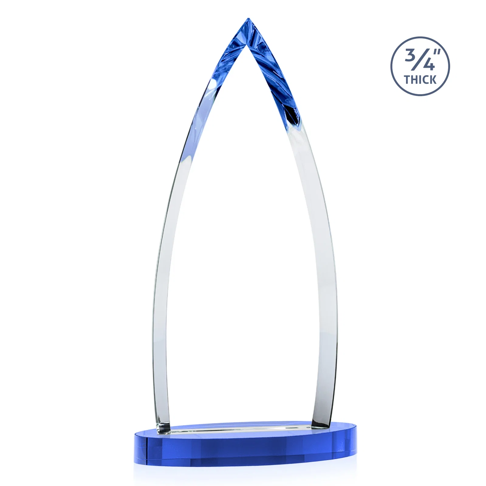 Custom engraved Starfire Crystal Arrowhead Award on Round Crystal Base, with your logo for volunteer appreciation