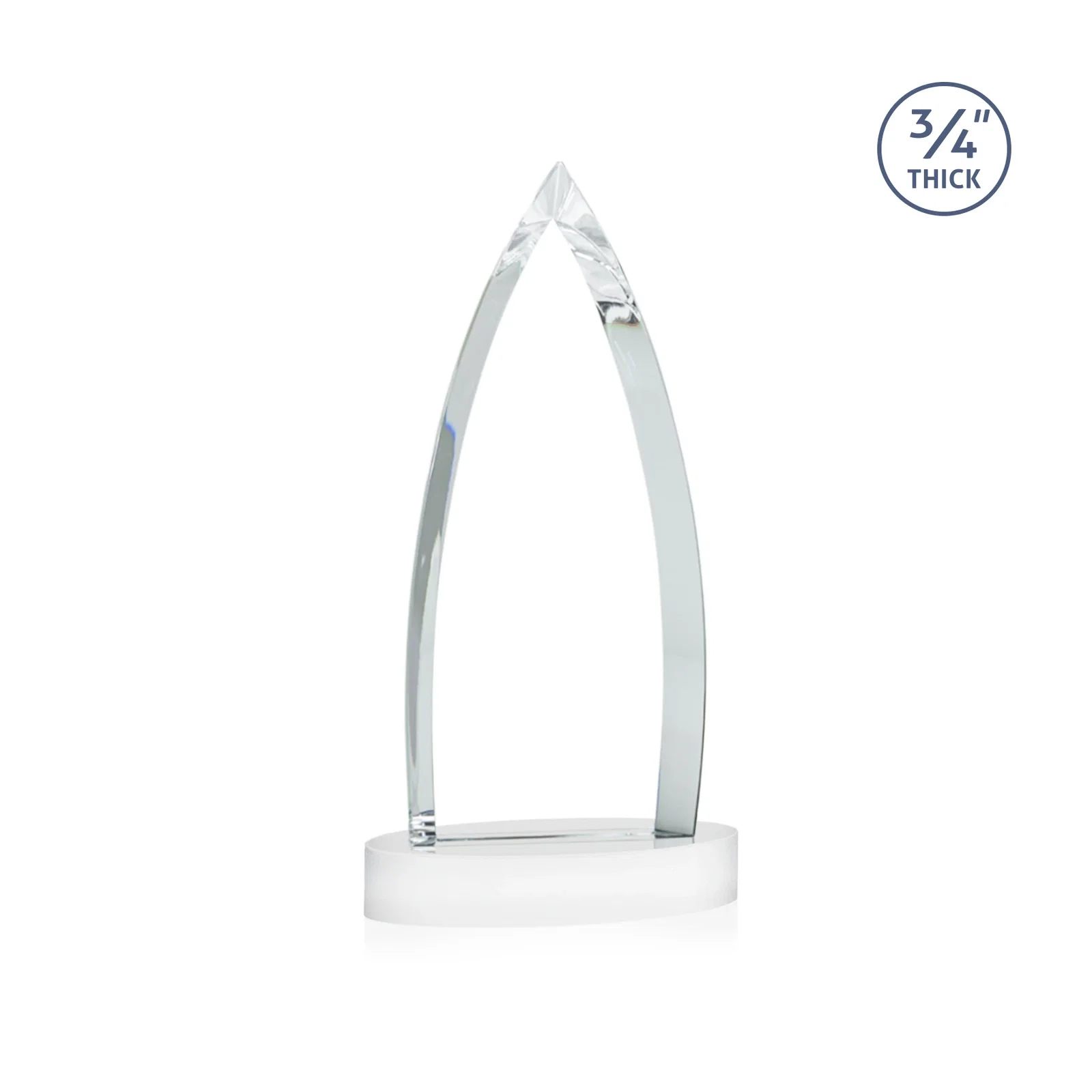 Custom engraved Starfire Crystal Arrowhead Award on Round Crystal Base, with your logo for company anniversary events