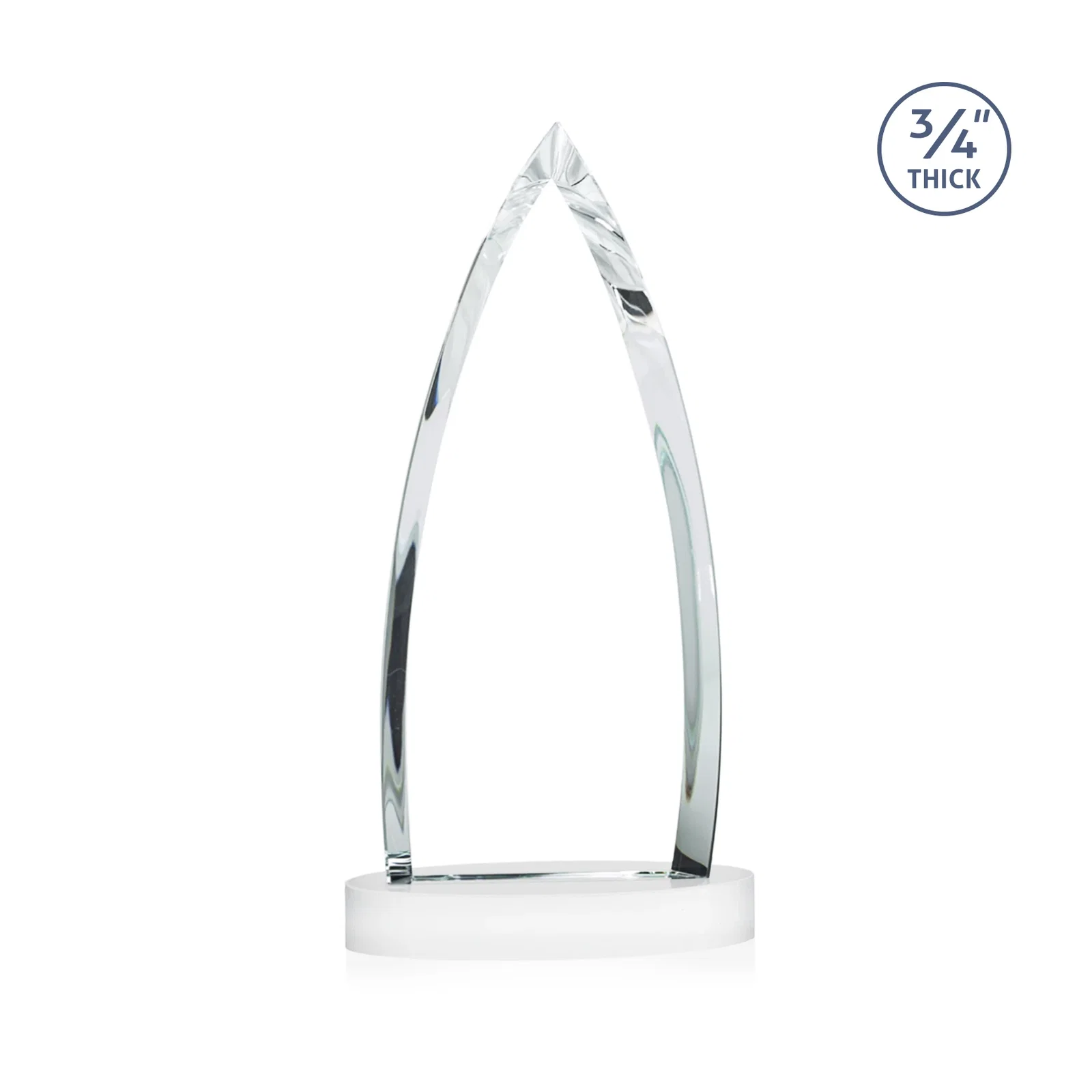 Custom Starfire Crystal Arrowhead Award on Round Crystal Base, with your company name for employee recognition