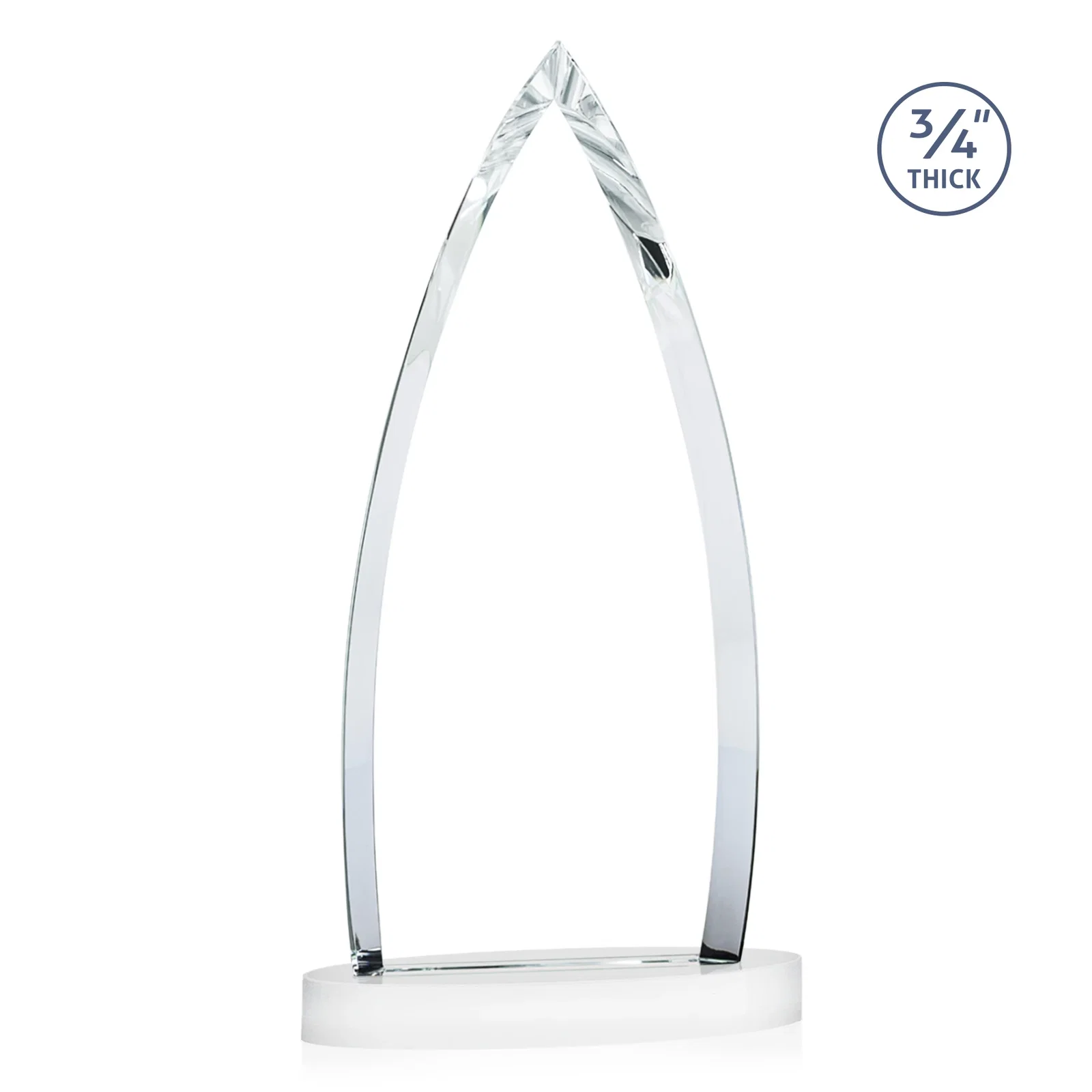 Custom Starfire Crystal Arrowhead Award on Round Crystal Base, with your company name for service anniversary gifts