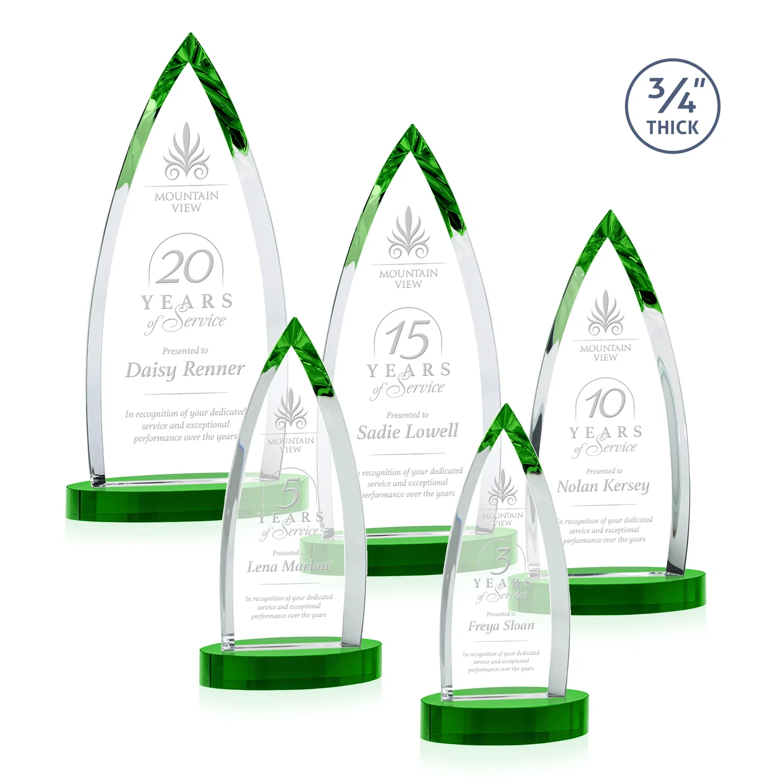 Personalized Starfire Crystal Arrowhead Award on Round Crystal Base for volunteer appreciation