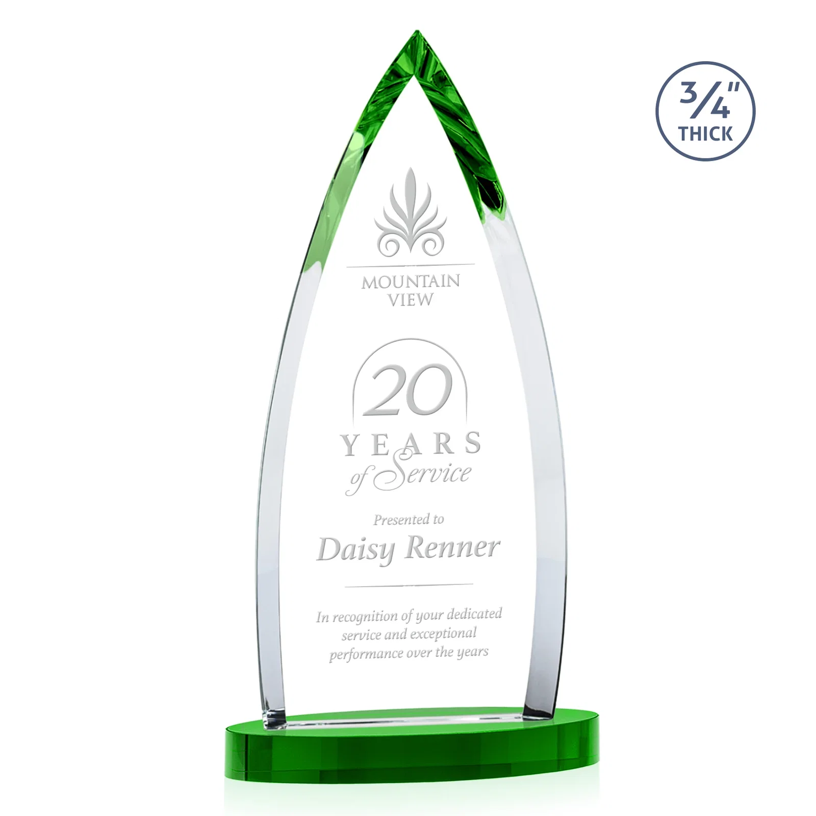 Promotional Starfire Crystal Arrowhead Award on Round Crystal Base for service anniversary gifts