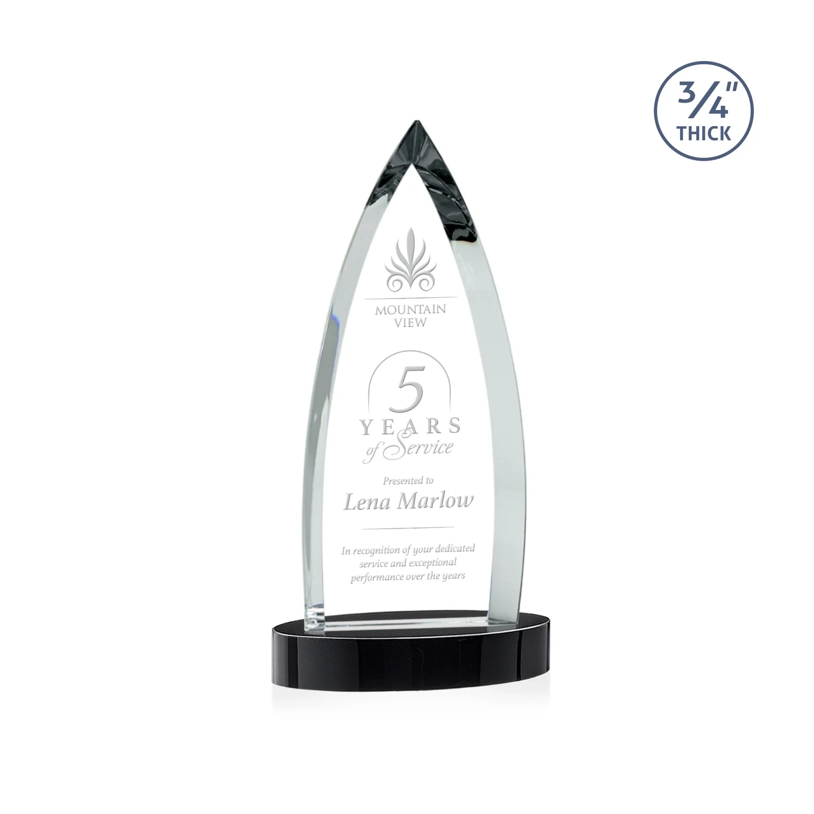 Promotional Starfire Crystal Arrowhead Award on Round Crystal Base for donor appreciation