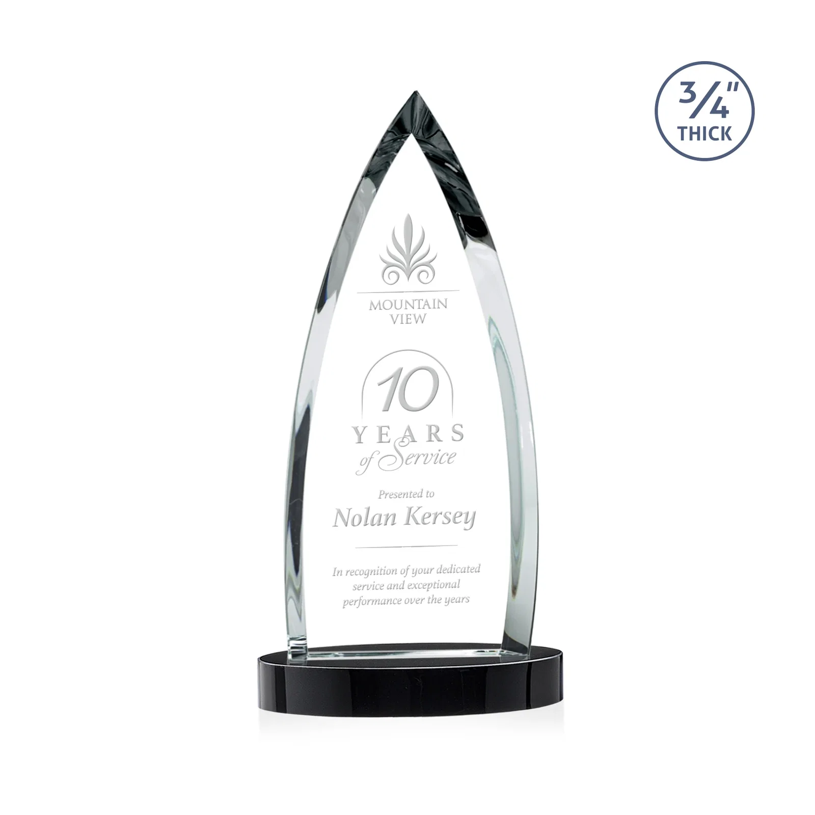 Promotional Starfire Crystal Arrowhead Award on Round Crystal Base for graduation ceremonies