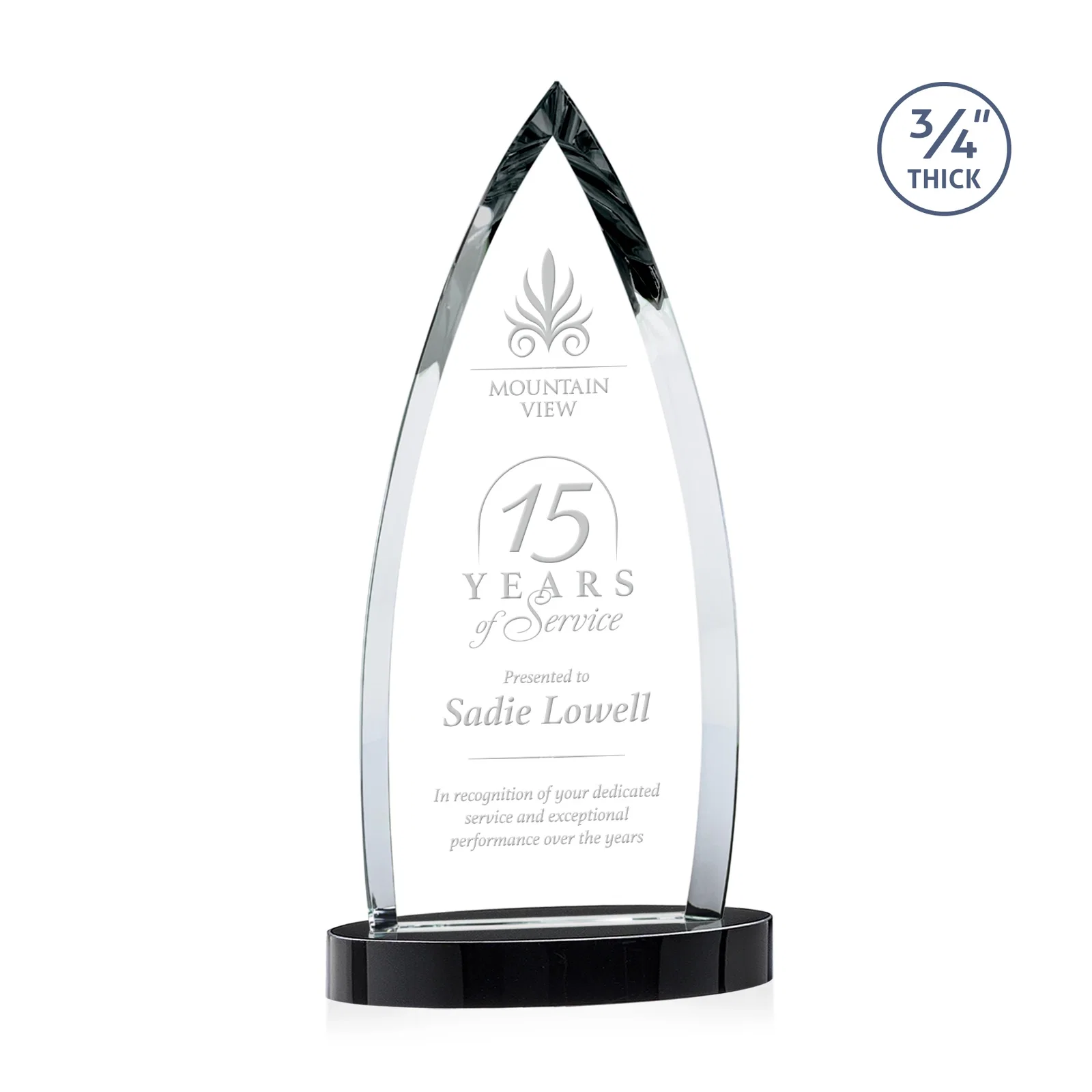Promotional Starfire Crystal Arrowhead Award on Round Crystal Base for safety achievement programs
