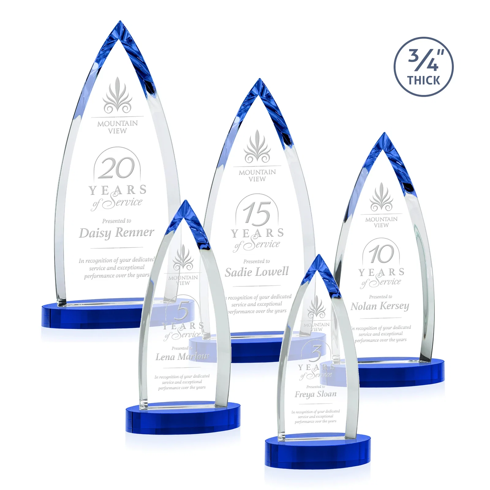Promotional Starfire Crystal Arrowhead Award on Round Crystal Base for company anniversary events