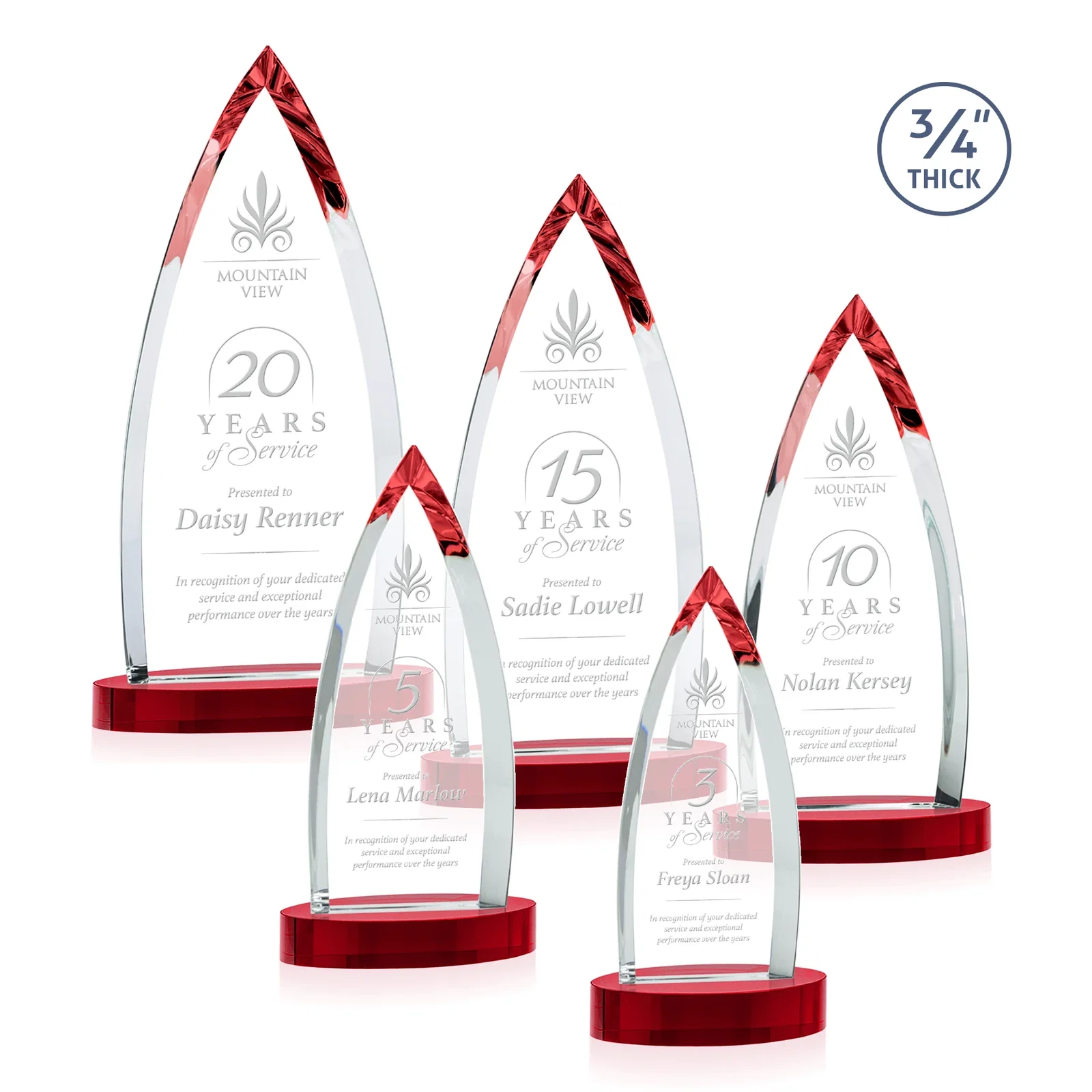 Branded Starfire Crystal Arrowhead Award on Round Crystal Base for donor appreciation