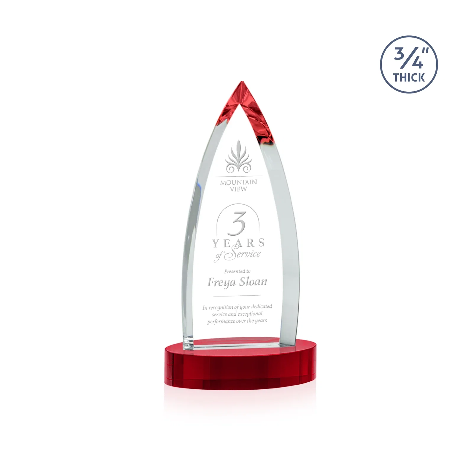 Branded Starfire Crystal Arrowhead Award on Round Crystal Base for graduation ceremonies