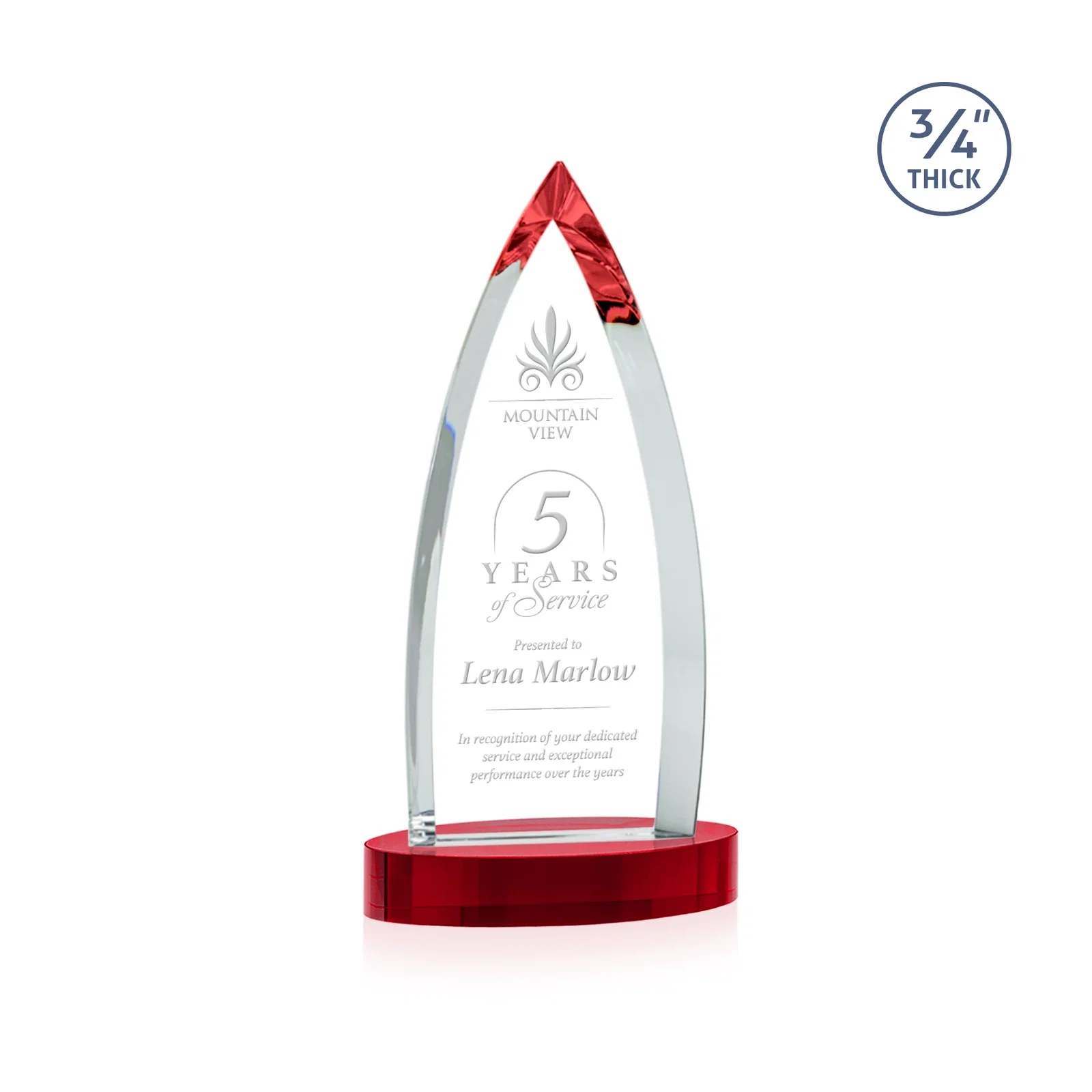 Branded Starfire Crystal Arrowhead Award on Round Crystal Base for safety achievement programs