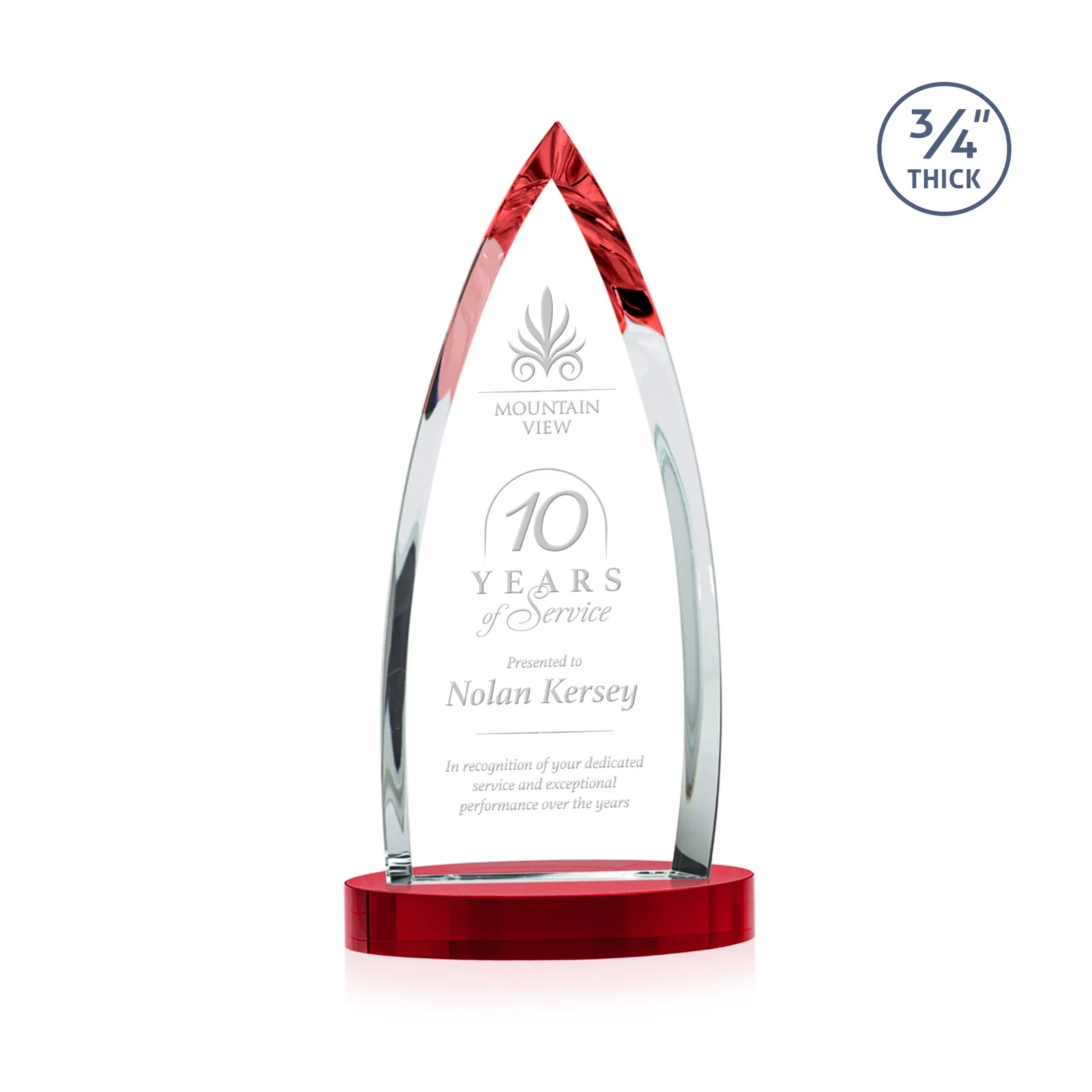 Branded Starfire Crystal Arrowhead Award on Round Crystal Base for volunteer appreciation