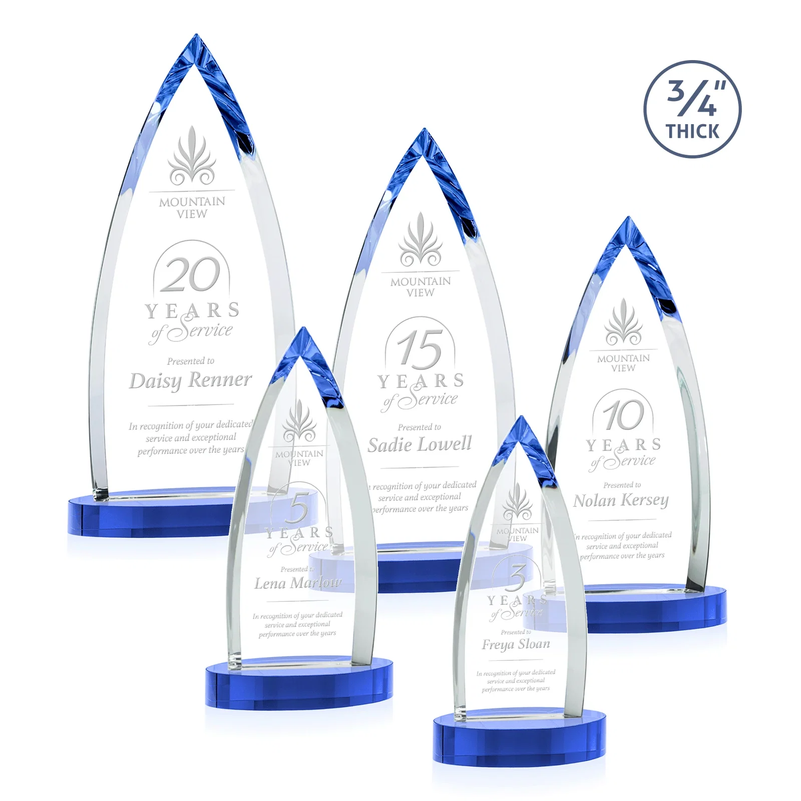 Custom printed Starfire Crystal Arrowhead Award on Round Crystal Base for corporate award ceremonies
