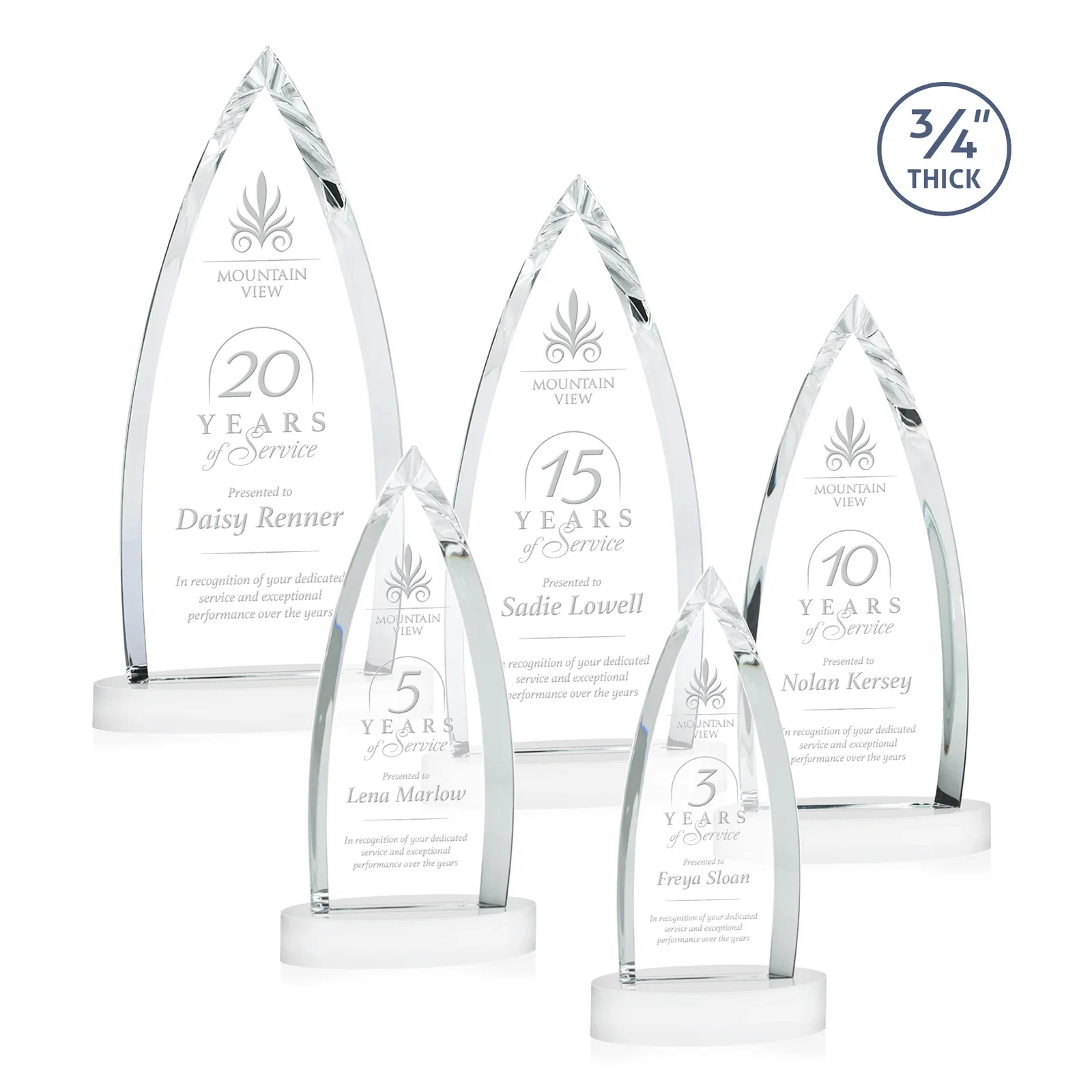 Custom printed Starfire Crystal Arrowhead Award on Round Crystal Base for safety achievement programs