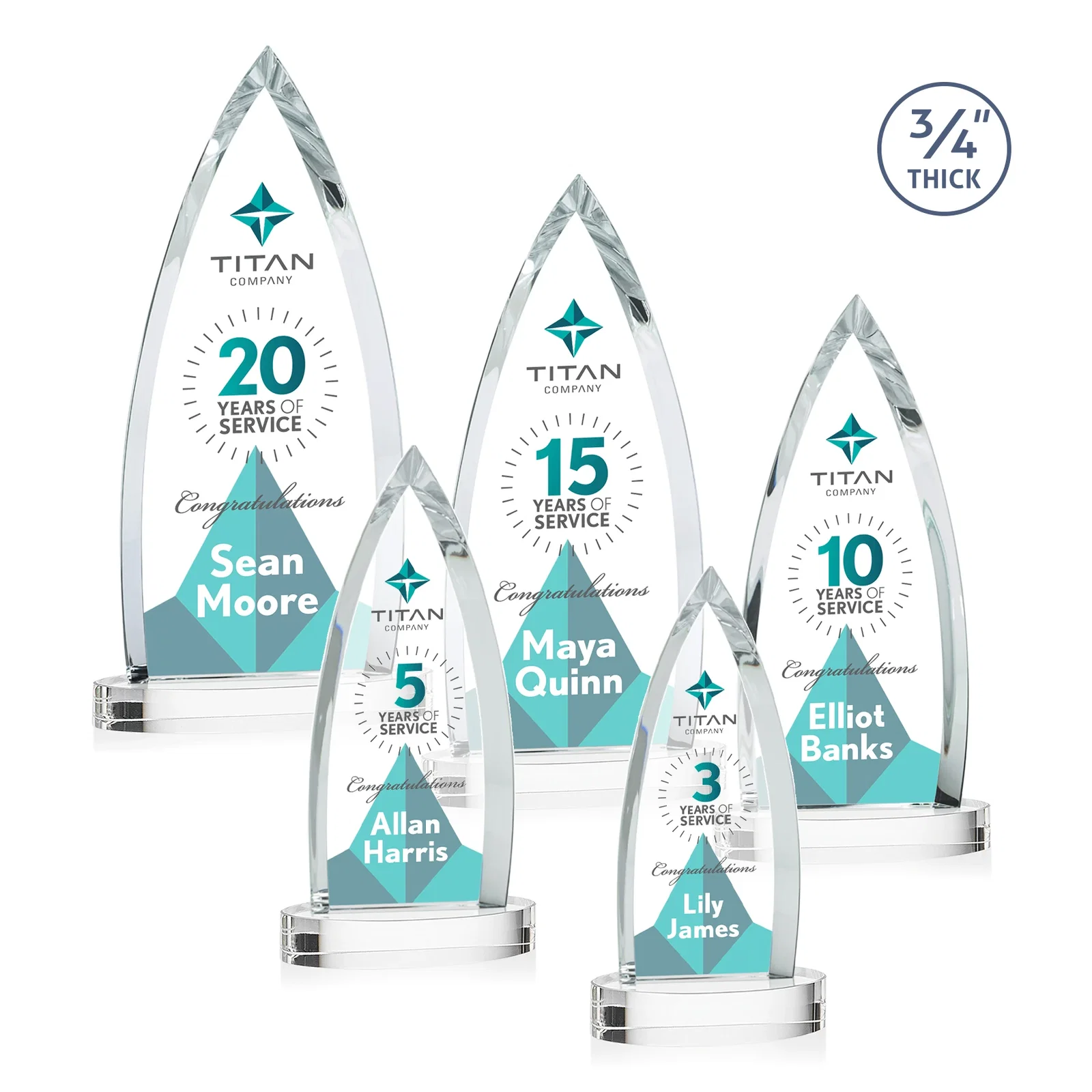 Customized Starfire Crystal Arrowhead Award on Round Crystal Base for sales achievement awards