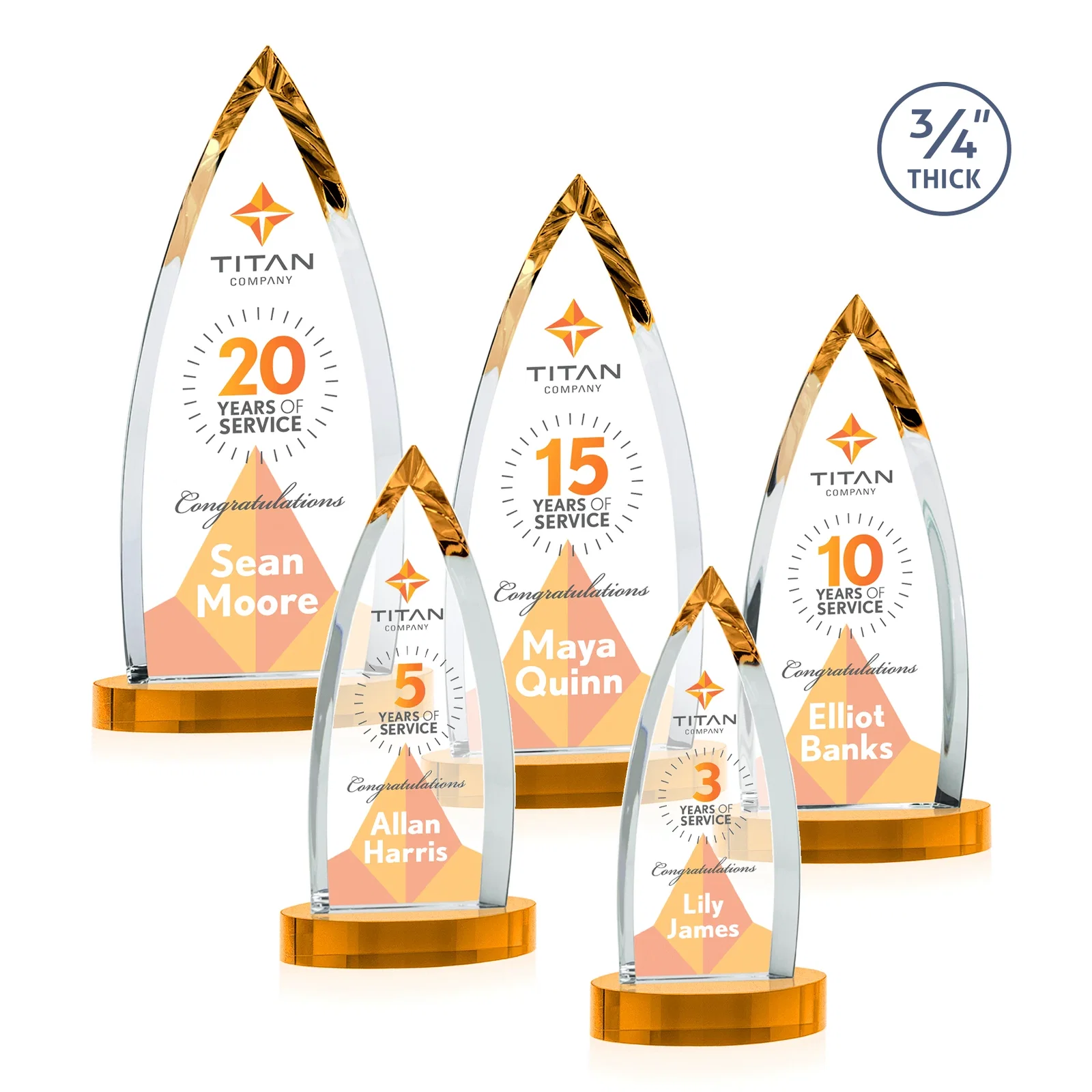 Customized Starfire Crystal Arrowhead Award on Round Crystal Base for dealer and partner awards
