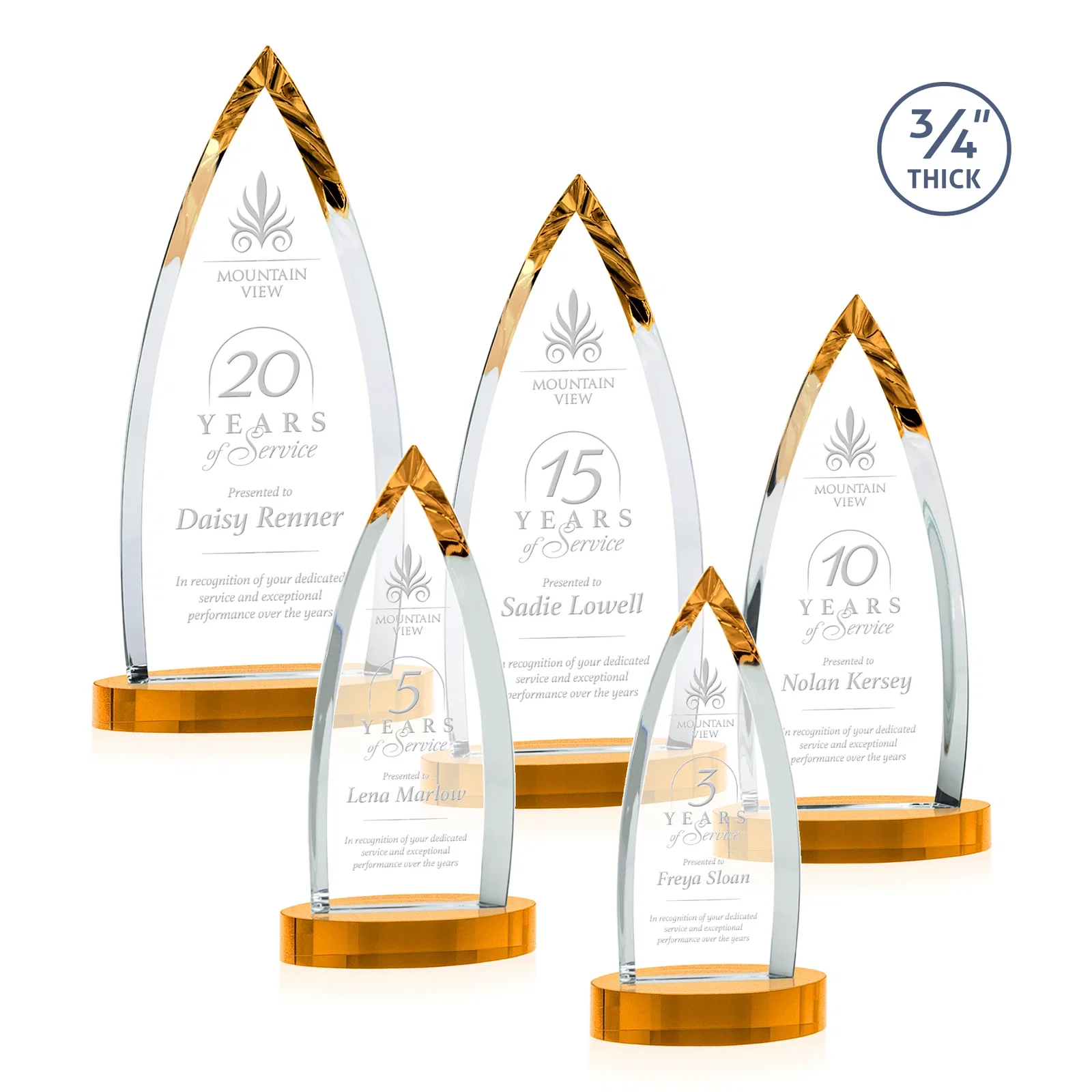 Custom Starfire Crystal Arrowhead Award on Round Crystal Base for graduation ceremonies