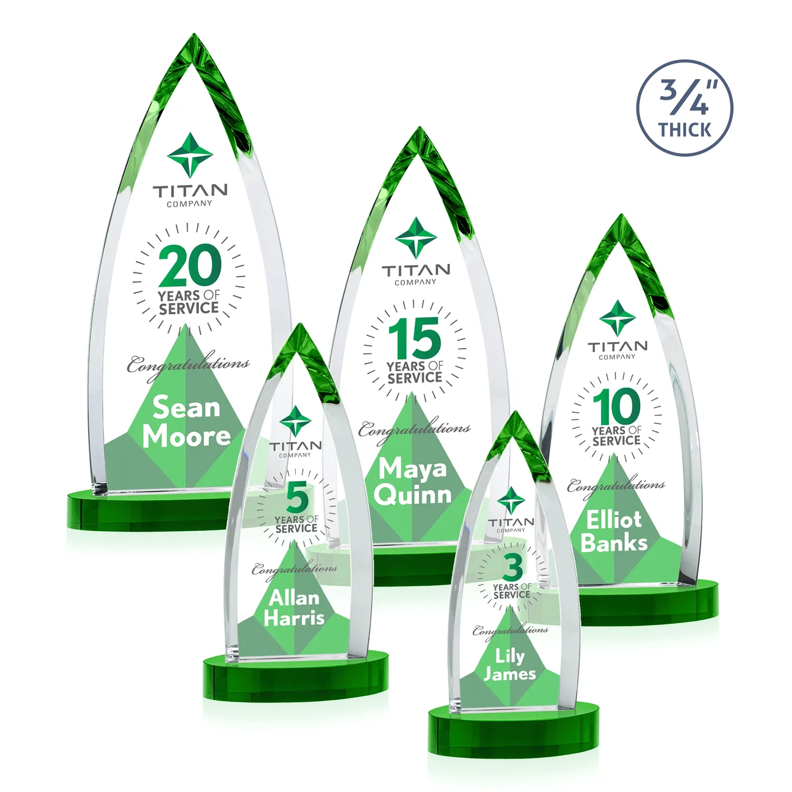 Custom Starfire Crystal Arrowhead Award on Round Crystal Base, with your logo for employee recognition