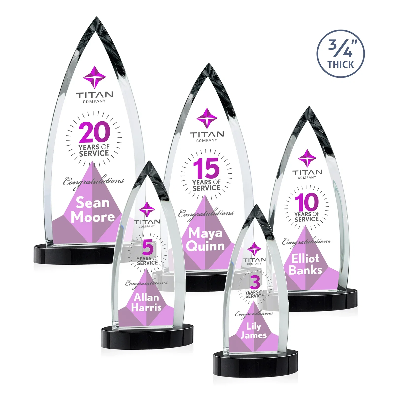 Custom Starfire Crystal Arrowhead Award on Round Crystal Base, with your logo for graduation ceremonies